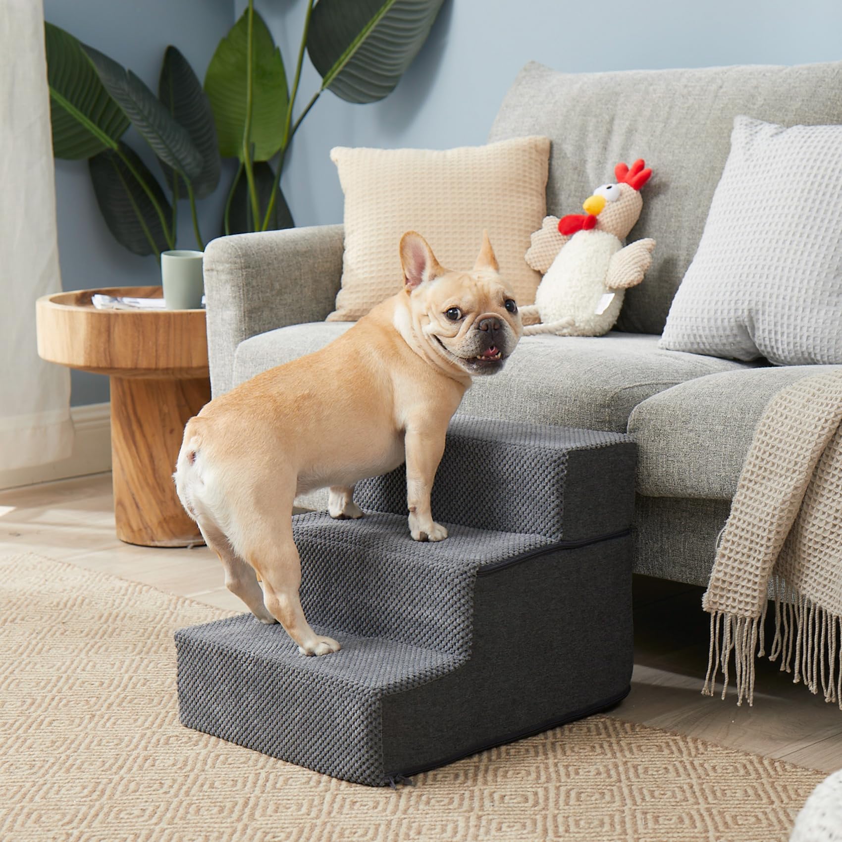 Eheyciga Dog Stairs Ramp For Small Dogs 13.5' H, 3-Step Dog Steps For Couch Sofa And Chair, Pet Steps For Small Cats, Non-Slip