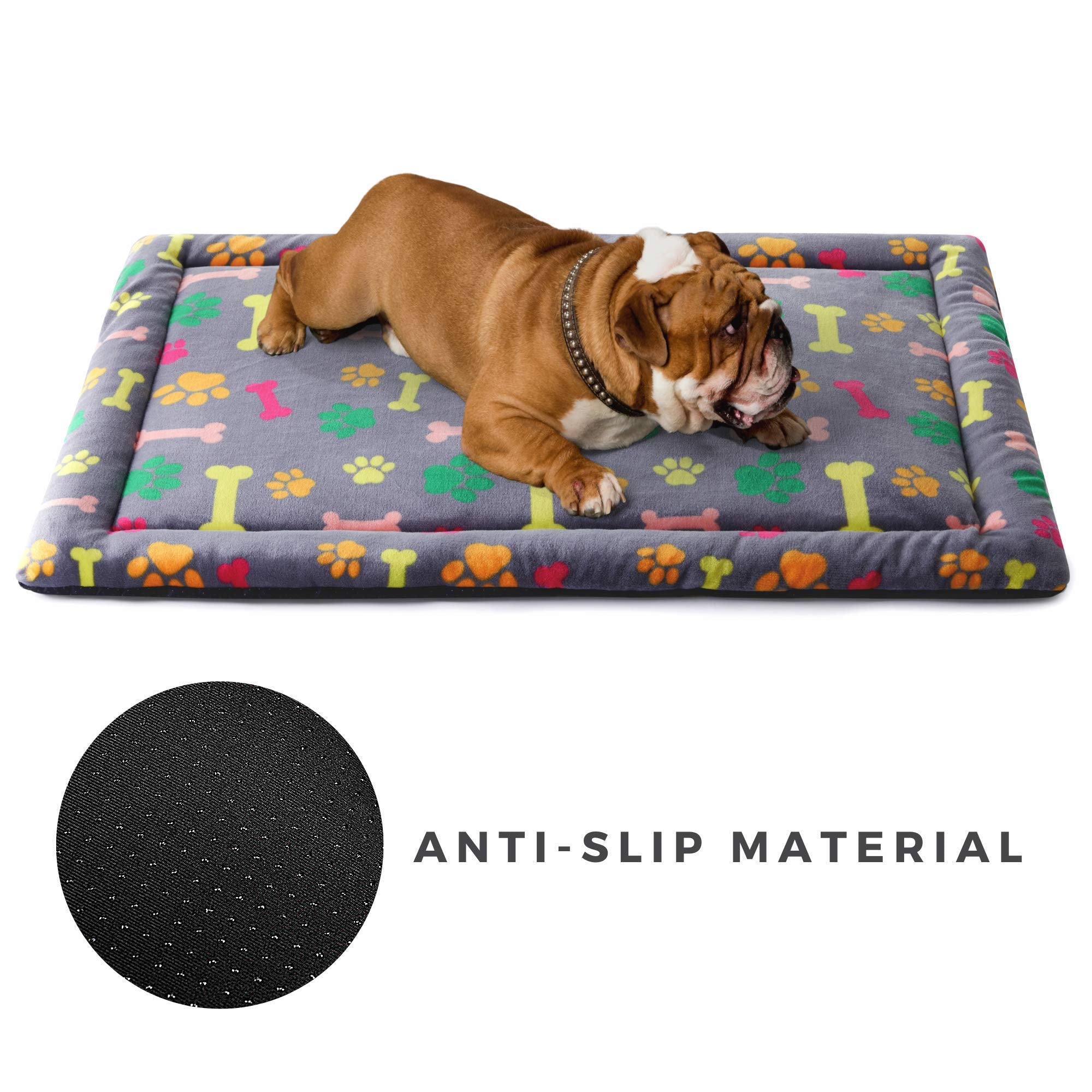 Allisandro Extra Softness 46 X 30 Inches Pet Sleeping Mat For Small Medium Large Dogs Puppies, Non Slip Dog Bed Mat, Vivid Bone