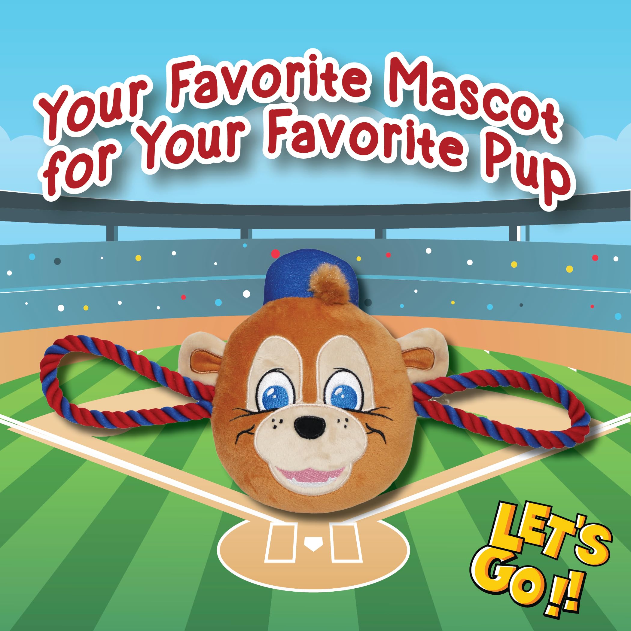 Mlb Chicago Cubs Nylon Mascot Dog Toy With Tough Dog Ropes & Inner Squeaker In Bright Team Colors