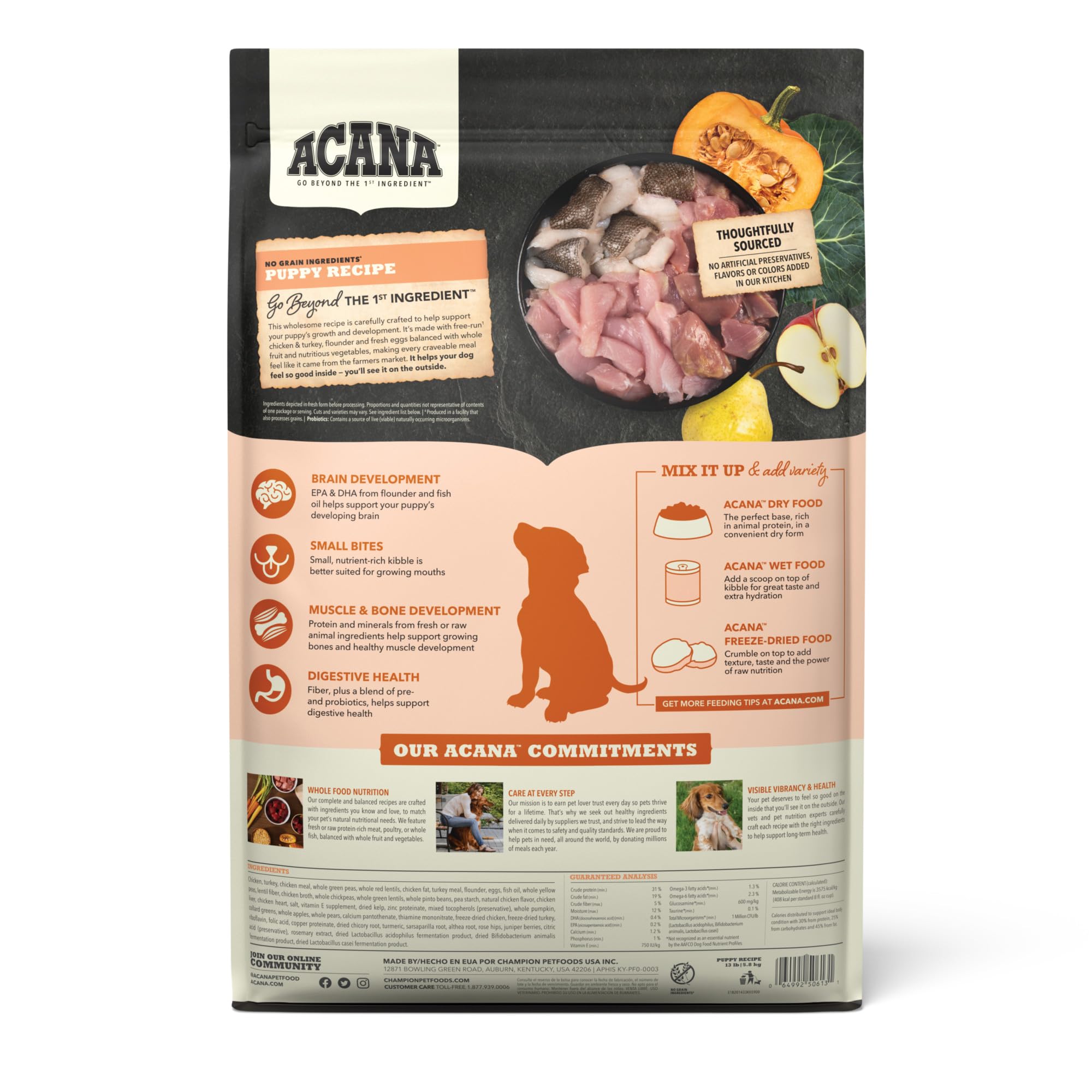 ACANA Grain Free Dry Dog Food, Puppy Recipe, 13lb