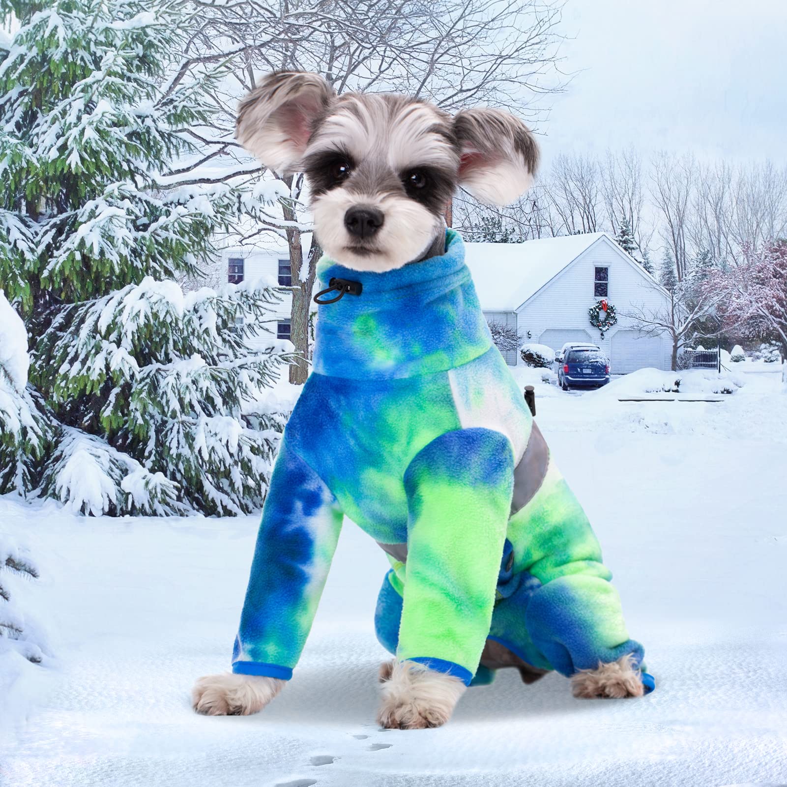Dog Coats For Small Dogs, Polar Fleece Dog Pajamas Bodysuit For Small Medium Dogs, Dog Winter Jacket, Puppy Onesies Tie Dye Jumpsuits, Dog Full Body Vest, Dog Four-Legged Warm Clothes