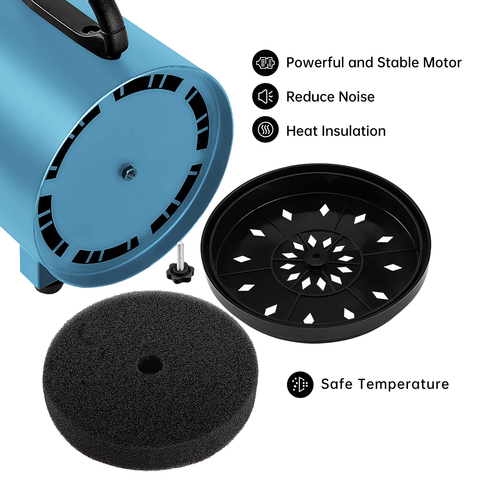 NESTROAD High Velocity Dog Dryer 4.3HP, Stepless Speed Adjustment, Metal, Blue, Ideal for Pet Grooming with 4 Nozzles