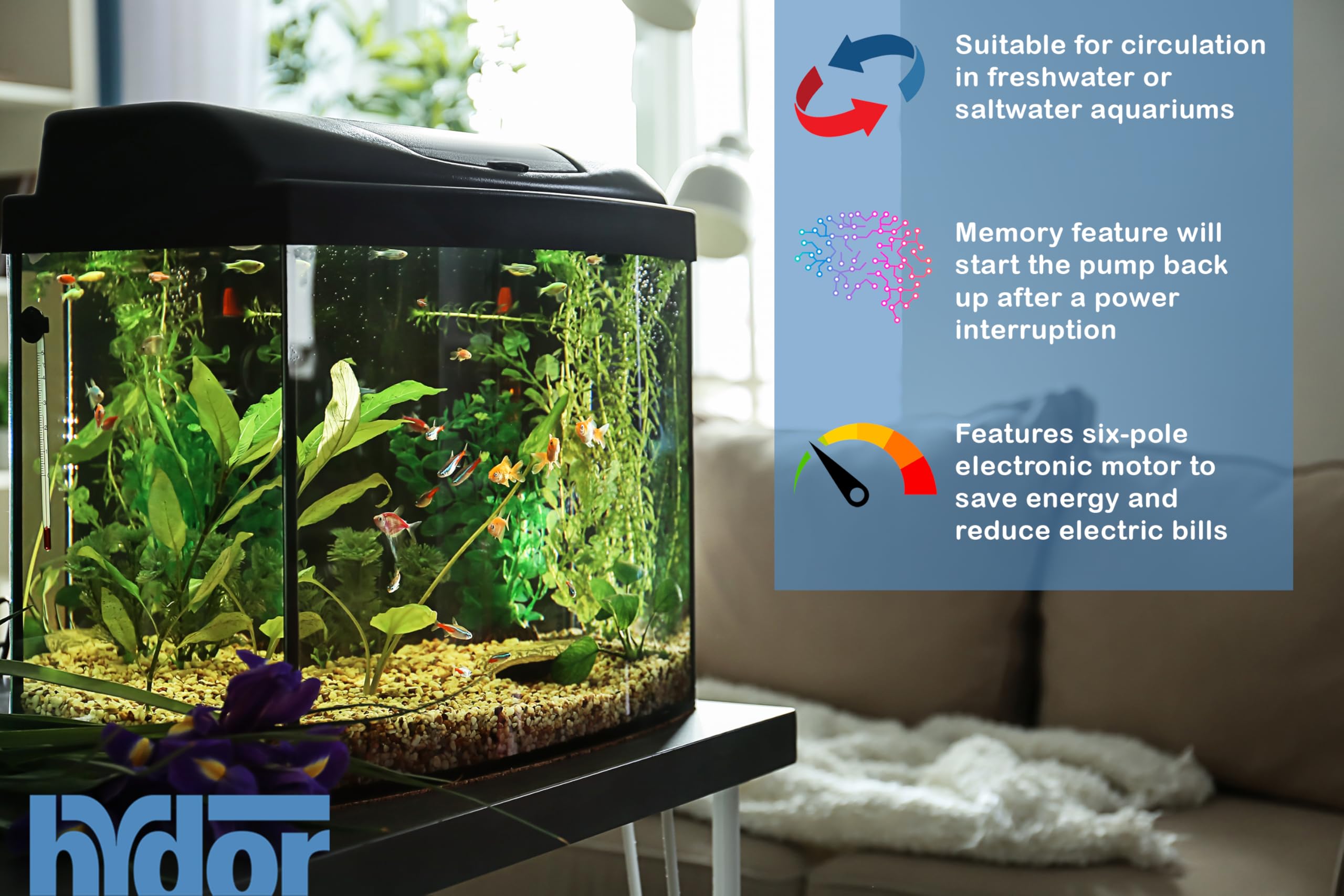 Hydor Seltz D Dc Controllable Universal Pump 500 Gph, 750 Gph And 1000 Gph For Aquariums, Reefs, Ponds, Turtles, Terrariums And Fountains, Black, 1000 Gal (P21131.01)