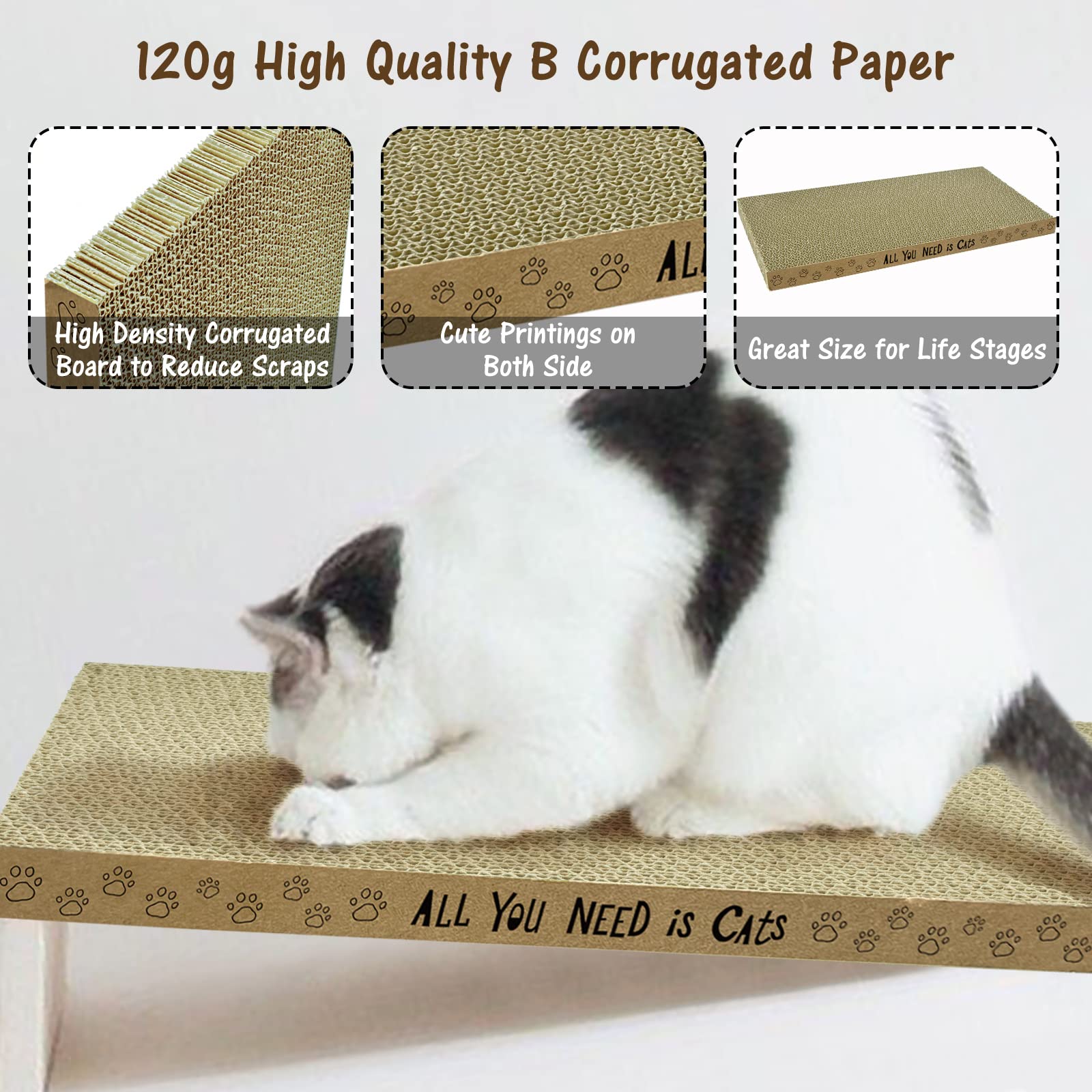 Accencyc Cardboard Cat Scratcher Pads Cat Scratching Board For Indoor 16.5   Lx8.3   Wx1   H Dual-Side Corrugated Cats Scratchin