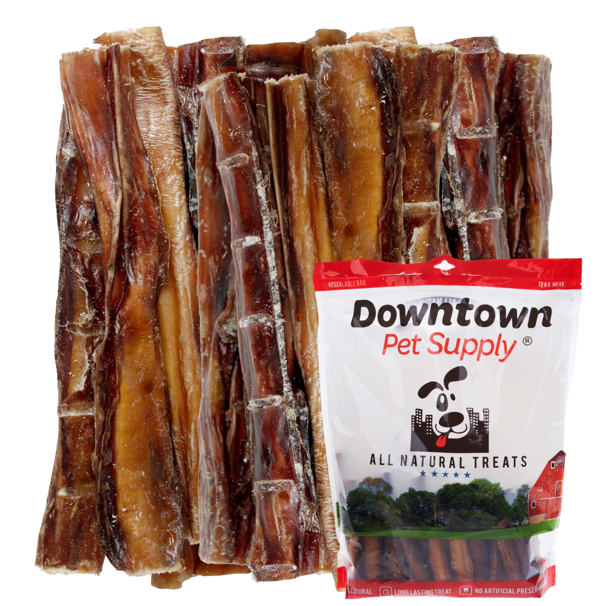 Downtown Pet Supply USA Sourced Bully Sticks for Dogs - Grass-fed Beef Chews, Low-Odor & Rawhide-Free, Long Lasting Dog Treats -
