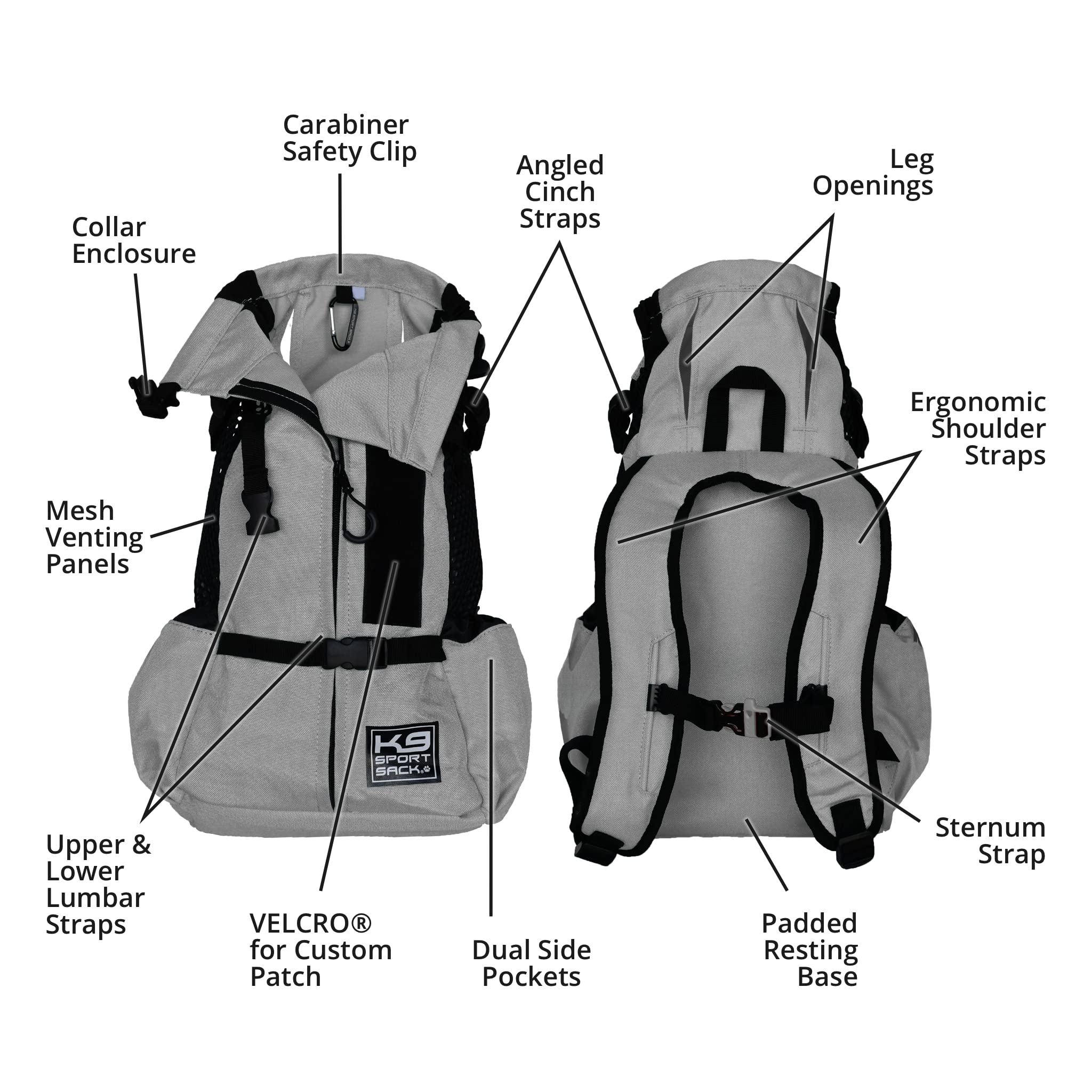 K9 Sport Sack | Dog Carrier Backpack For Small And Medium Pets | Front Facing Adjustable Dog Backpack Carrier | Fully Ventilated | Veterinarian Approved (Small, Air - Charcoal Grey)