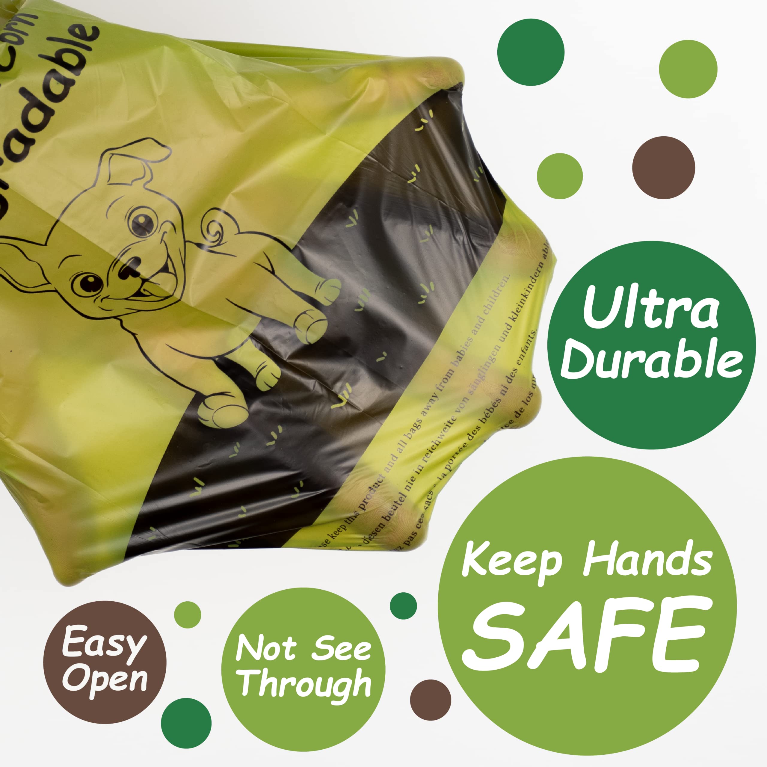GREENER WALKER Dog Waste Bags, Extra Thick, 540 Count, Leak Proof, Brown, Model GW-BIO540Br, Made from PE & Corn Starch