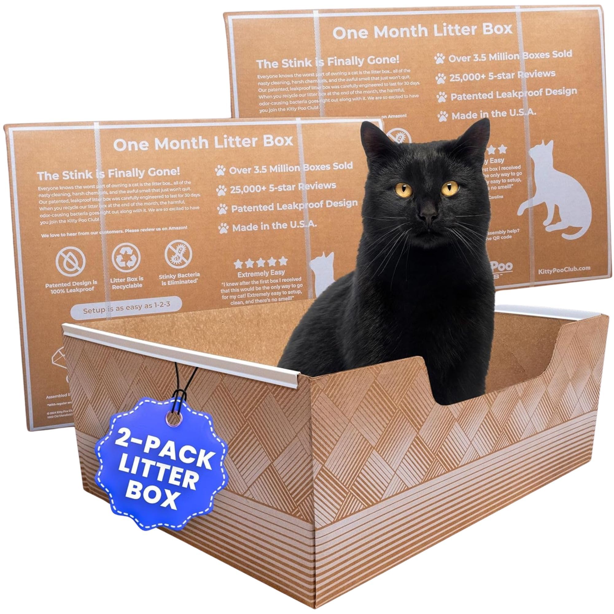 Leakproof Disposable 2-Pack Cat Litter Box - Unmatched Odor Control | Recyclable - Kitty Poo Club