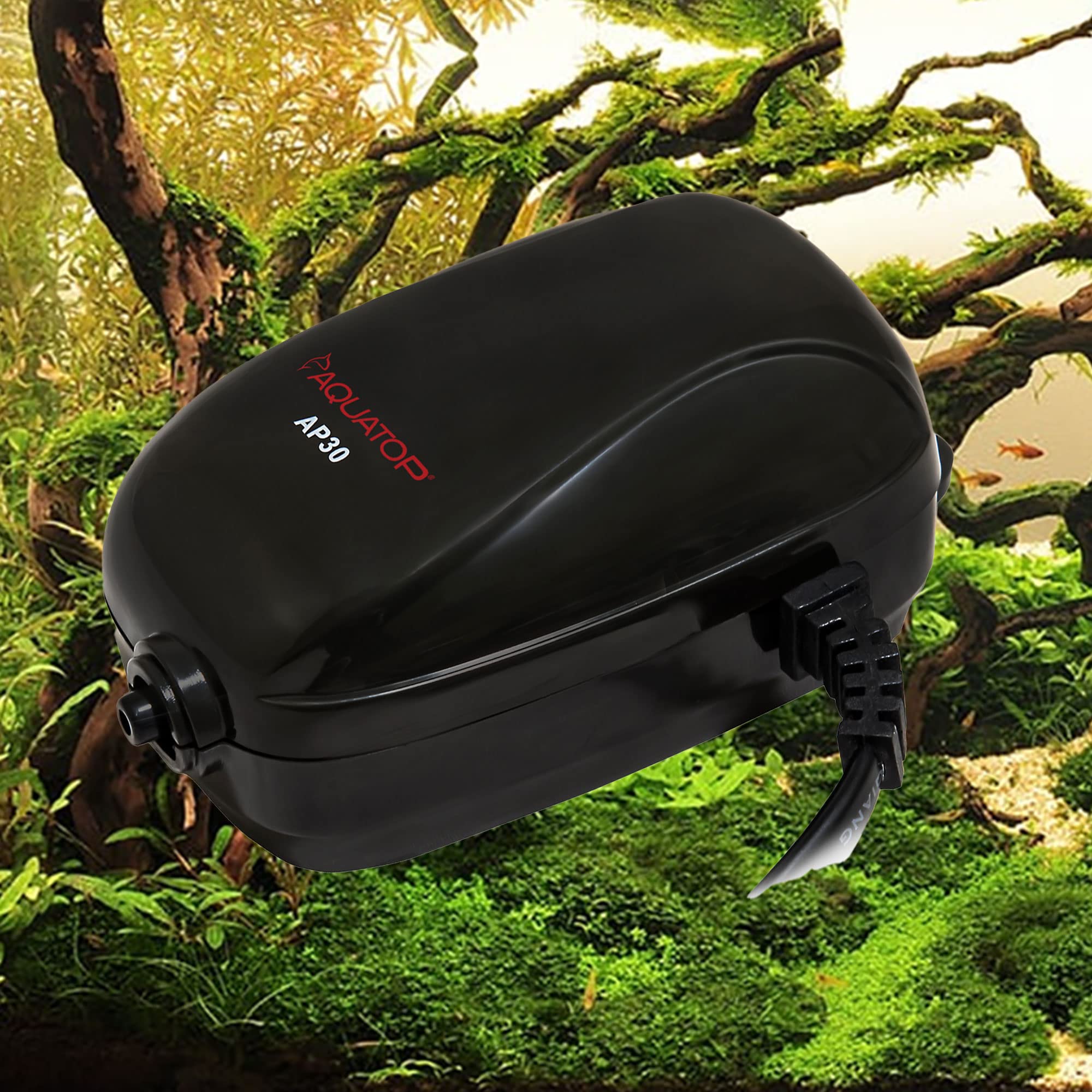 Aquatop Breza Aquarium Air Pump Single Outlet, Super Quiet, up to 40 Gal Fish Tank, AP-30