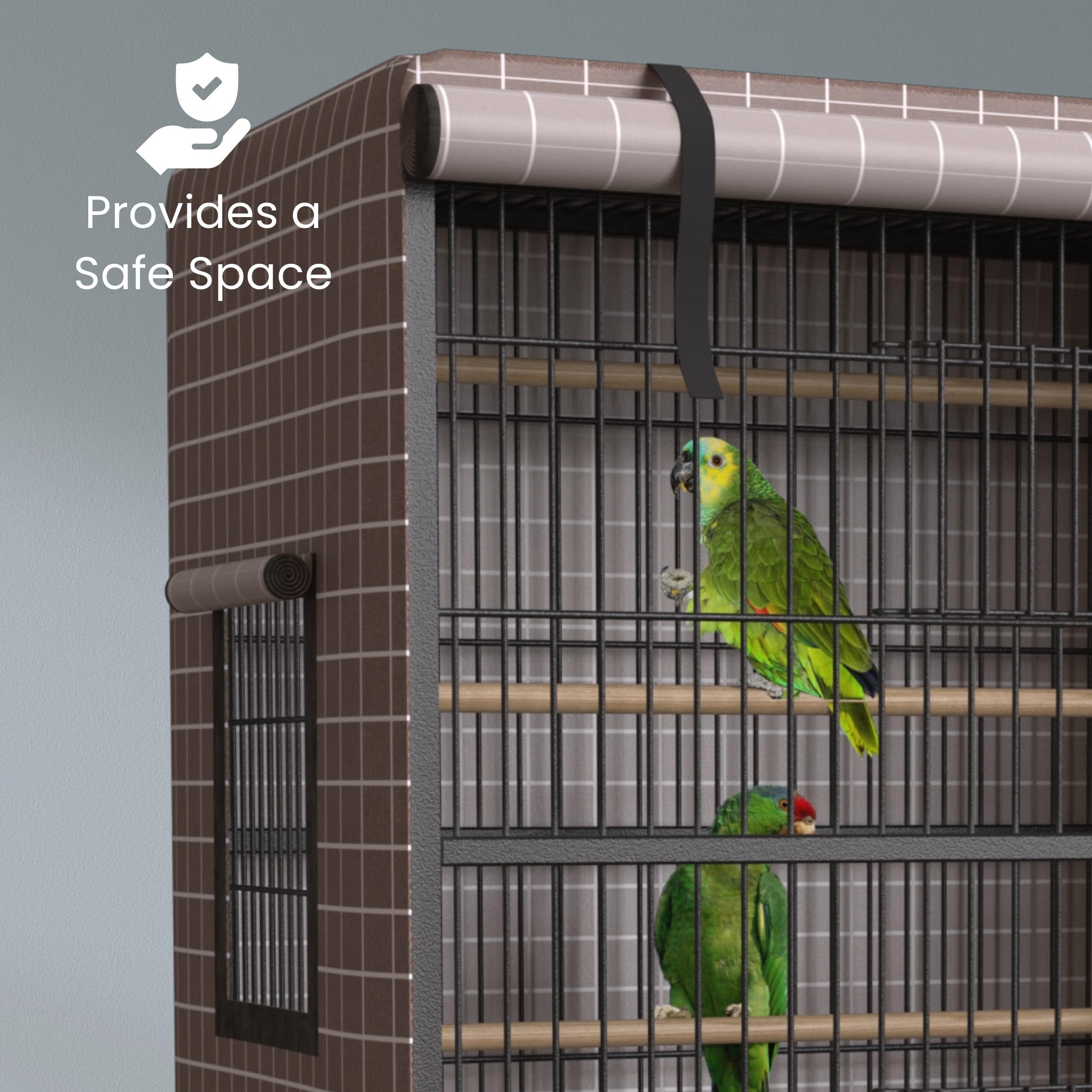 Knuti Universal Bird Cage Cover Good Night Blackout 51' X 38' X 23.5' Inch Thin Lightweight Breathable Small Animal Cages Cover Pet Removable Durable Protector Beige