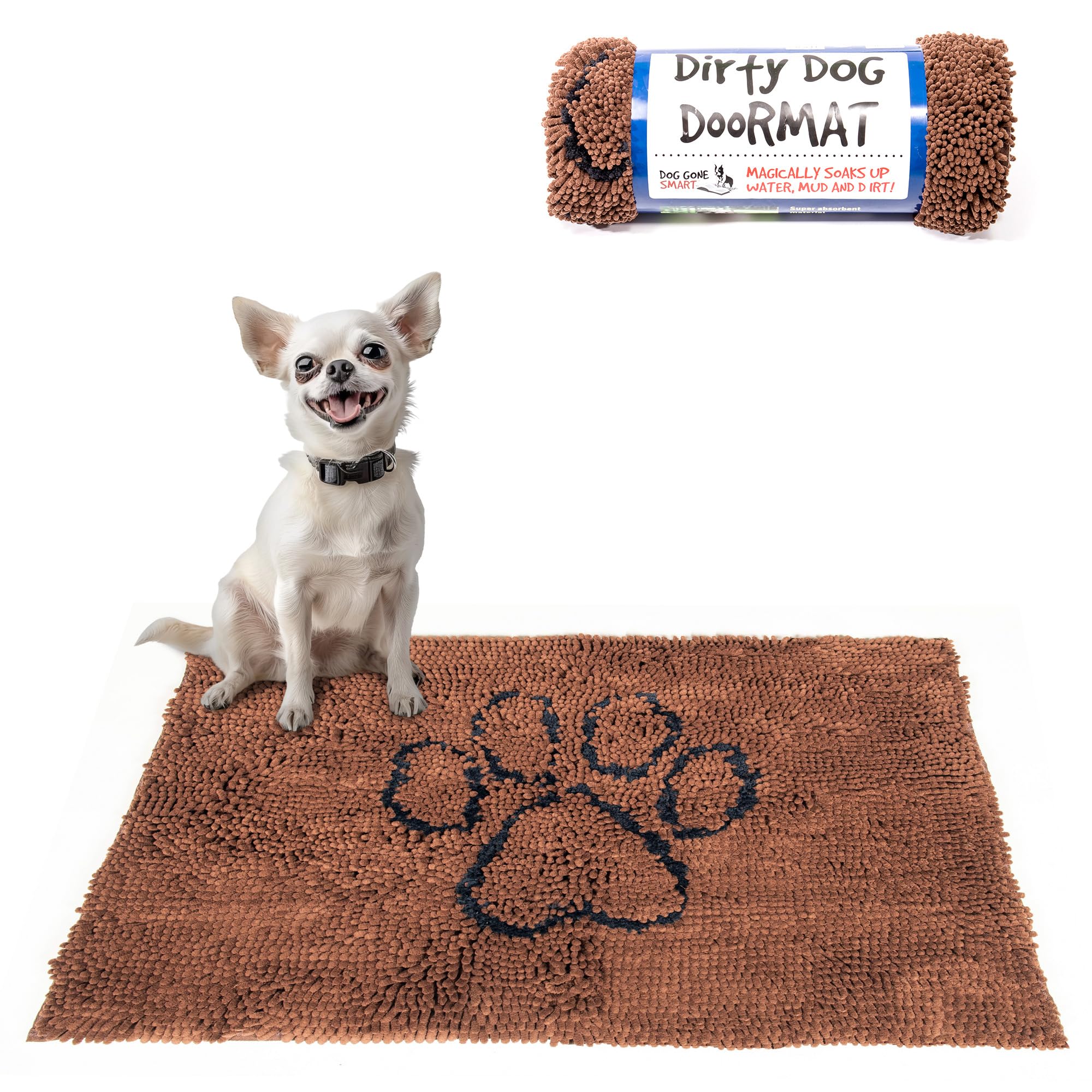 Dog Gone Smart Dirty Dog Doormat - Fast Drying Rug with Super Gripper Backing for Clean Floors - Super Absorbent Microfiber and 