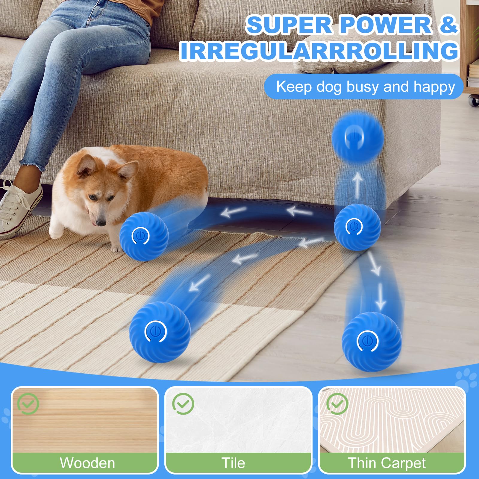 Interactive Ball For Dogs, Automatic Moving Dog Toy Ball With Cover, Bouncing & Rotating Electric Pet Balls For All Breed Sizes