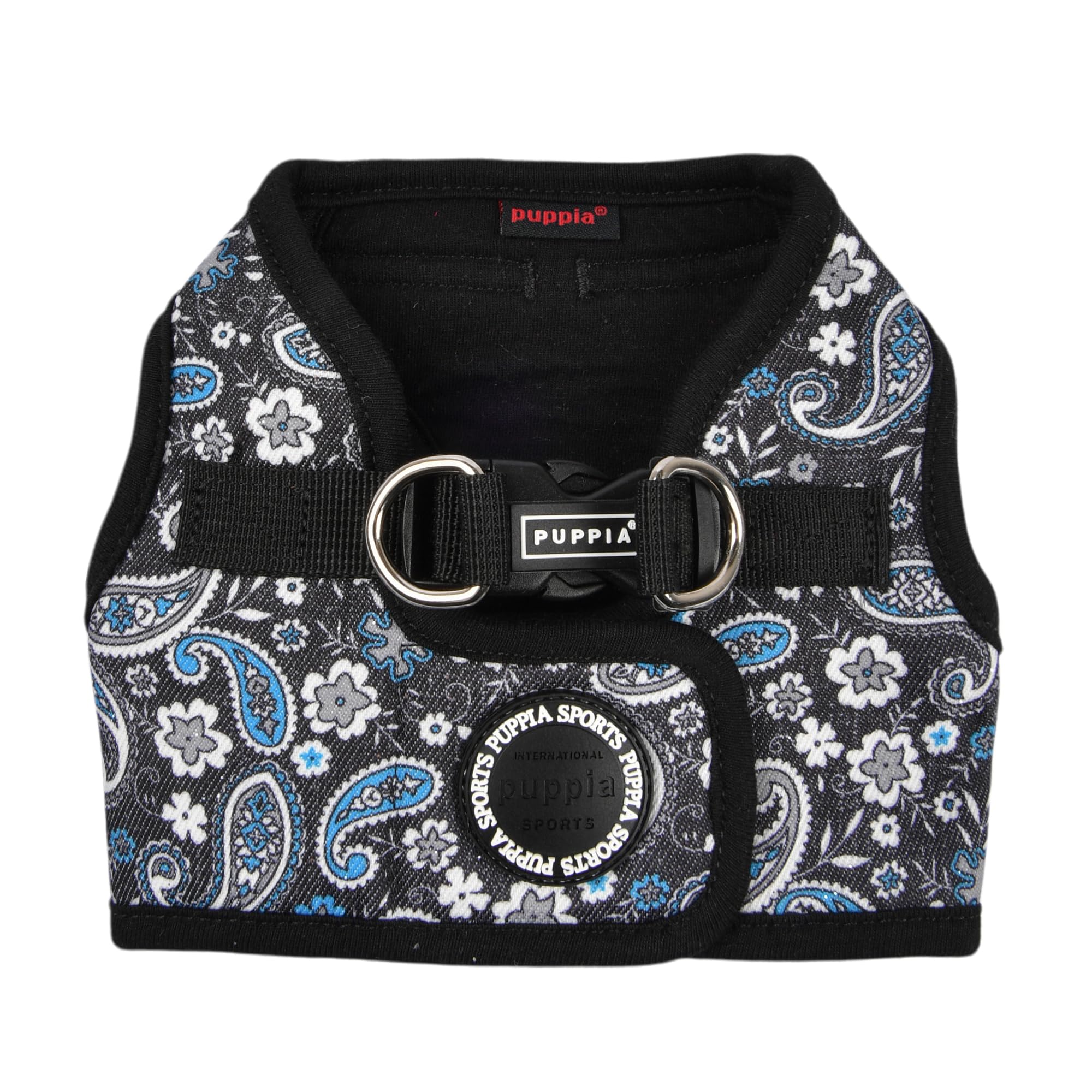 Puppia Cynthia Dog Vest Harness B (Step-In) Fashionable Paisley Pattern Spring Summer Harness For Small And Medium Dogs, Black, 