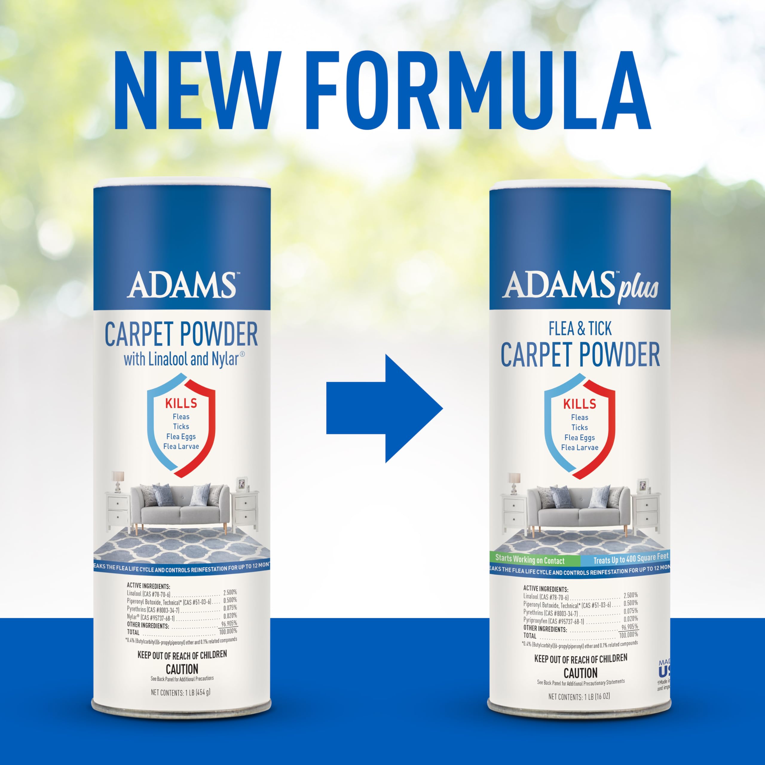 ADAMS Plus Carpet Powder, Kills Fleas and Ticks On Contact, Kills All Stages of the Flea Life Cycle, 30 Day Protection, Freshens