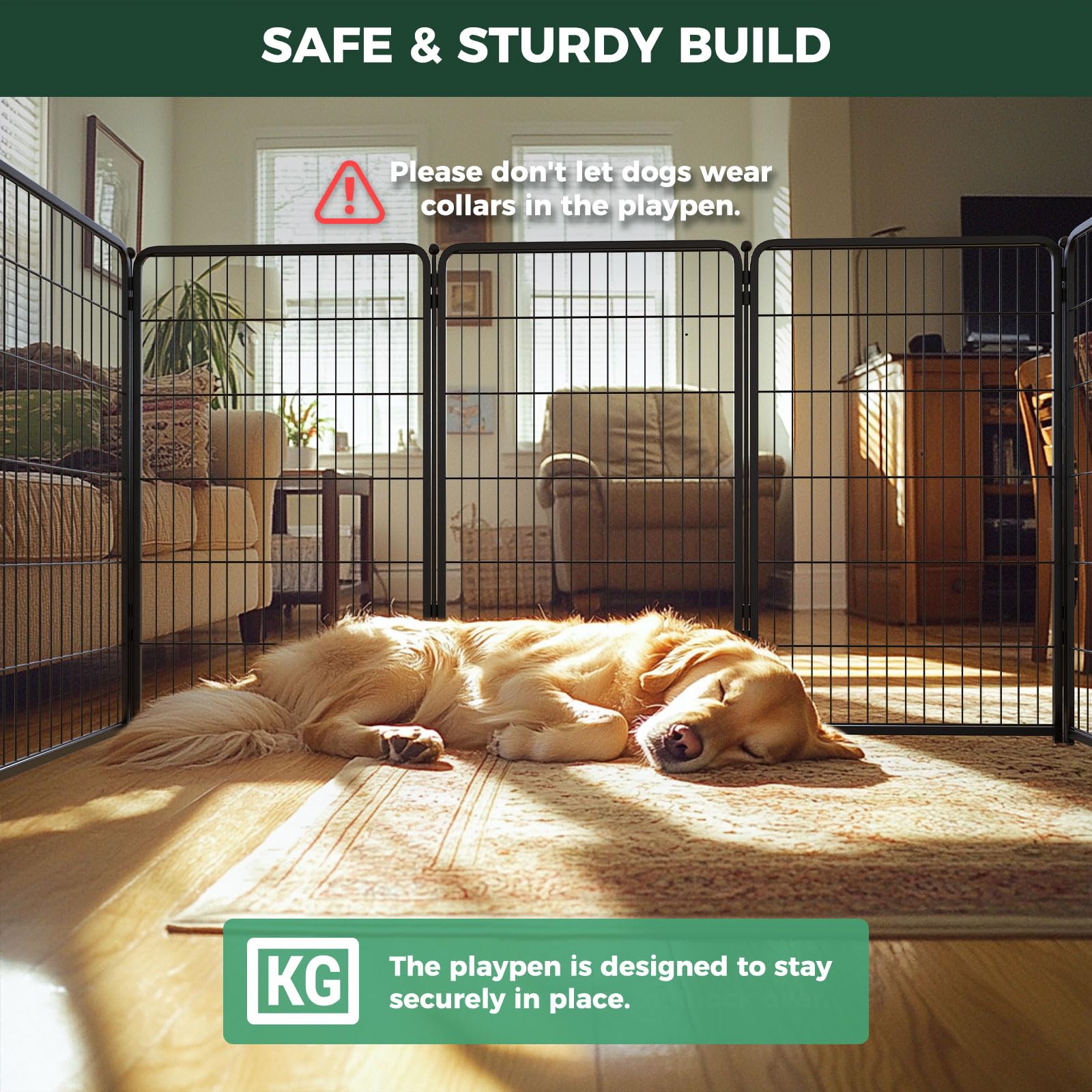 Fxw Homeplus Indoor Dog Playpen - Stress-Free And Safe Play, 45 Inch 16 Panels For Large Dogs, Black│Patented