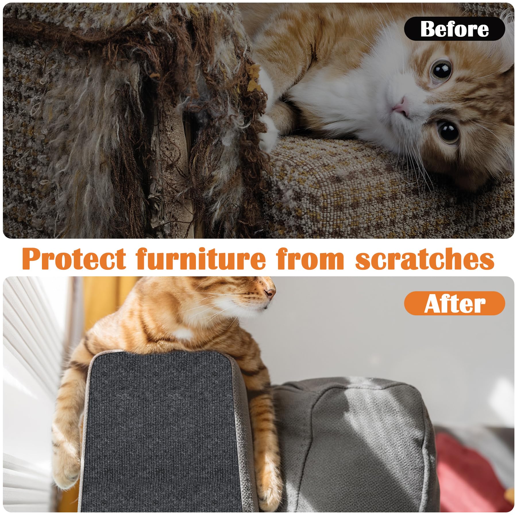 Cat Scratch Furniture Protector - 40' X 15.8' Trimmable Self-Adhesive Cats Claws Scratch Pads, Furniture Protection From Cats/