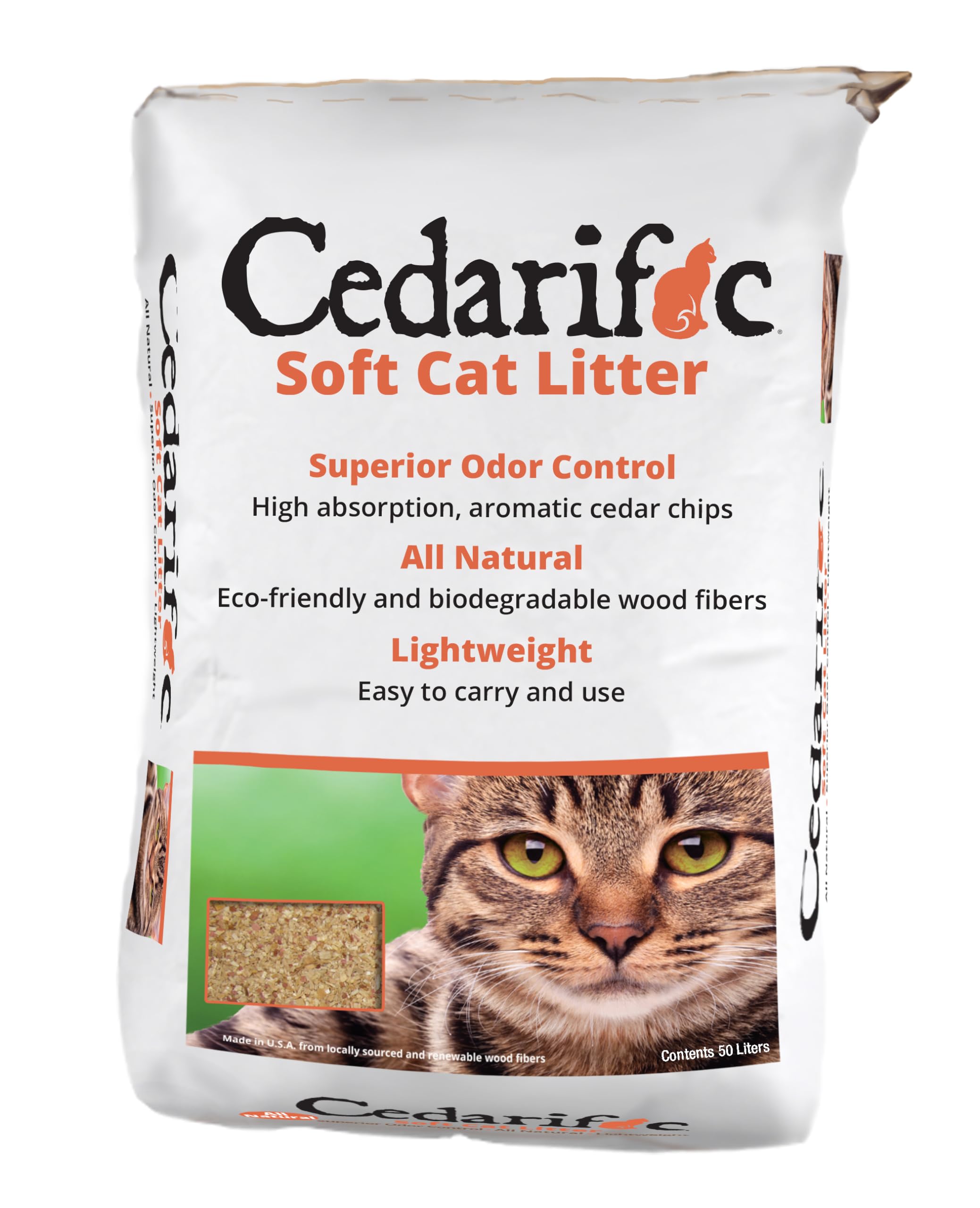 Northeastern Products Cedarific Natural Cedar Chips Cat Litter, 50 Liter Bag
