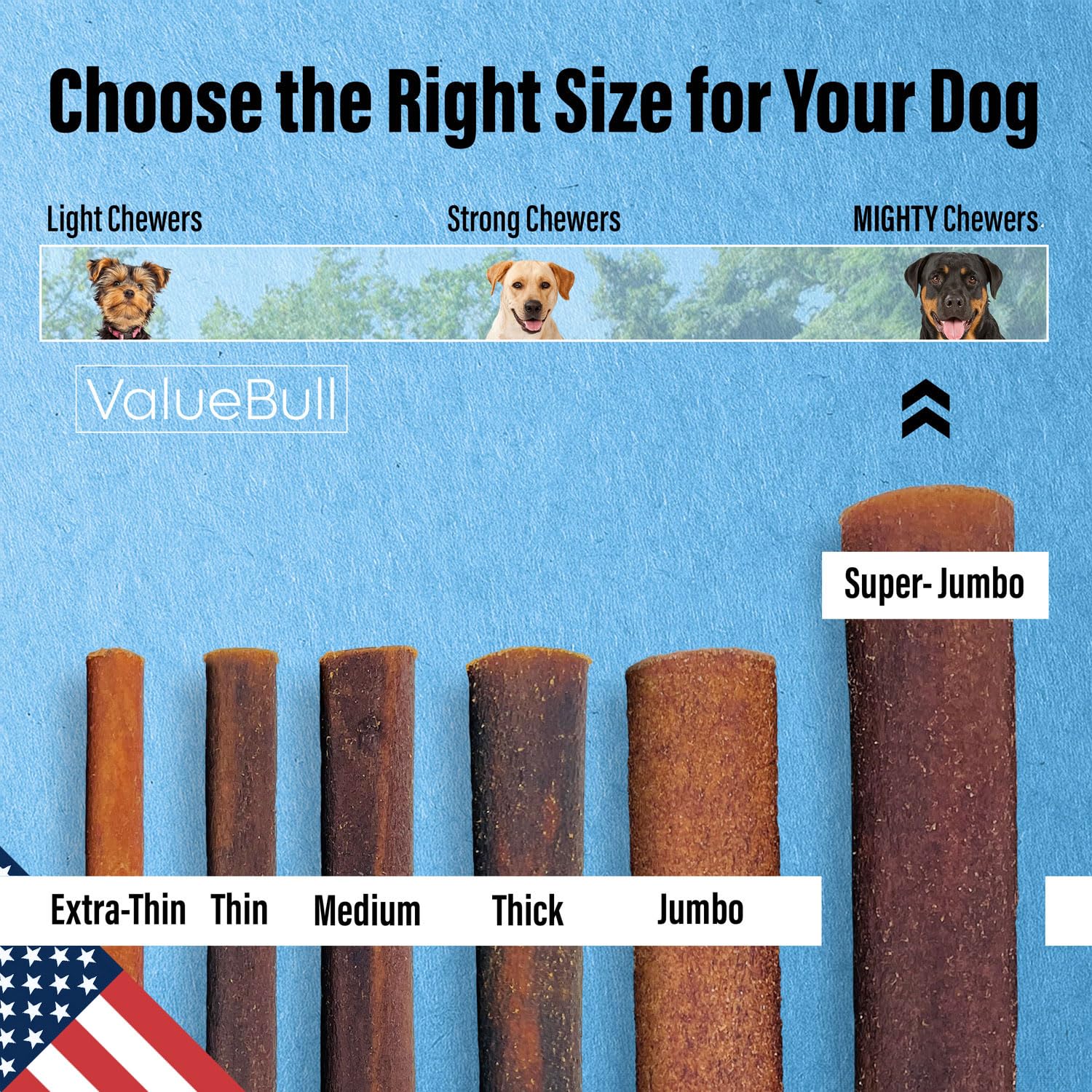 ValueBull USA Collagen Sticks for Dogs, 6 Inch Super Jumbo Chews, Natural Long-Lasting Dog Treats, 200 Count Wholesale Pack - Pr