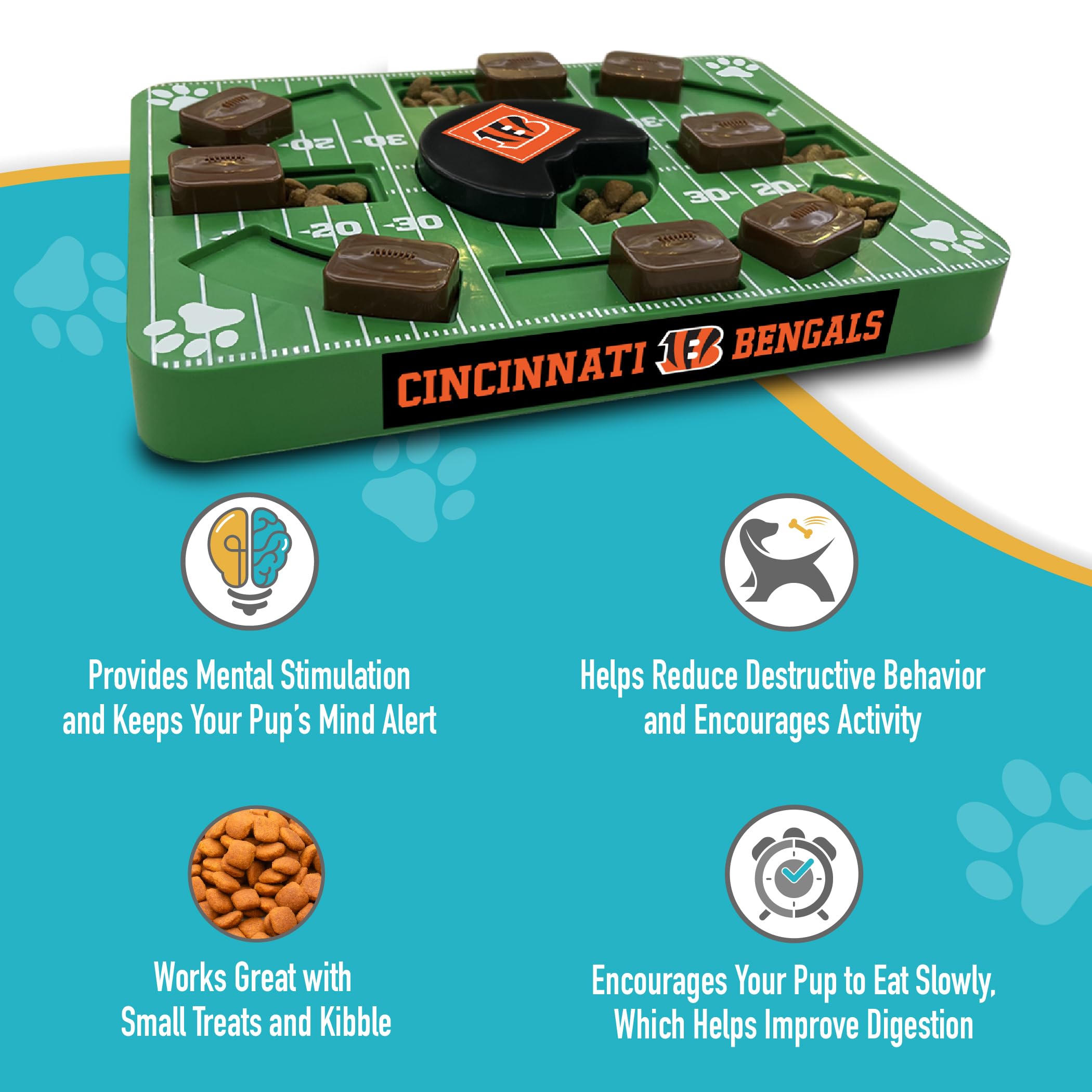 Pets First Nfl Cincinnati Bengals Puzzle Toy, Puzzle Treat Dog Toy, Interactive Dog Treat Toy, Dog Puzzle