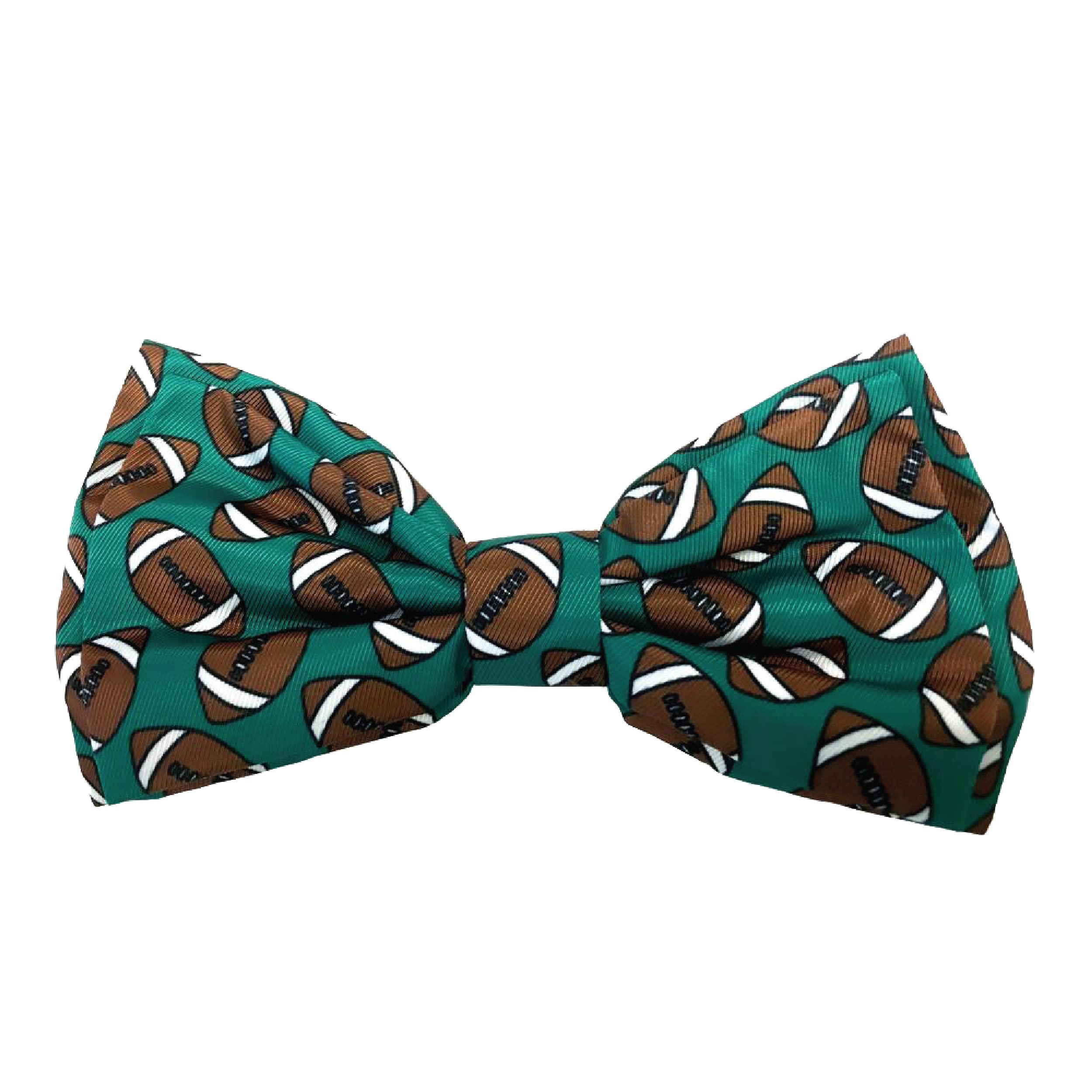 Huxley & Kent Bow Tie Collar Attachment For Pets | Fun, Comfortable & Durable Bow Tie For Dogs & Cats | Small Football Pattern