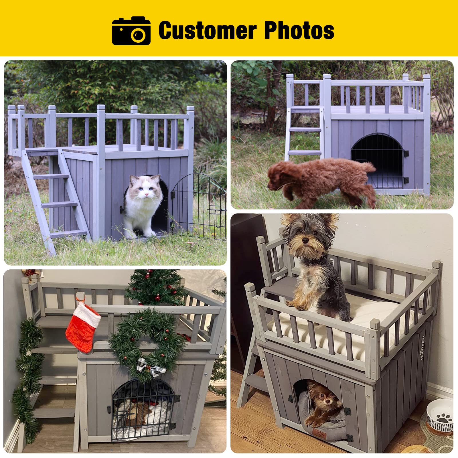 Aivituvin Dog House Feral Cat House Outdoor And Indoor,Pet Houses With Stairs,2 Storys