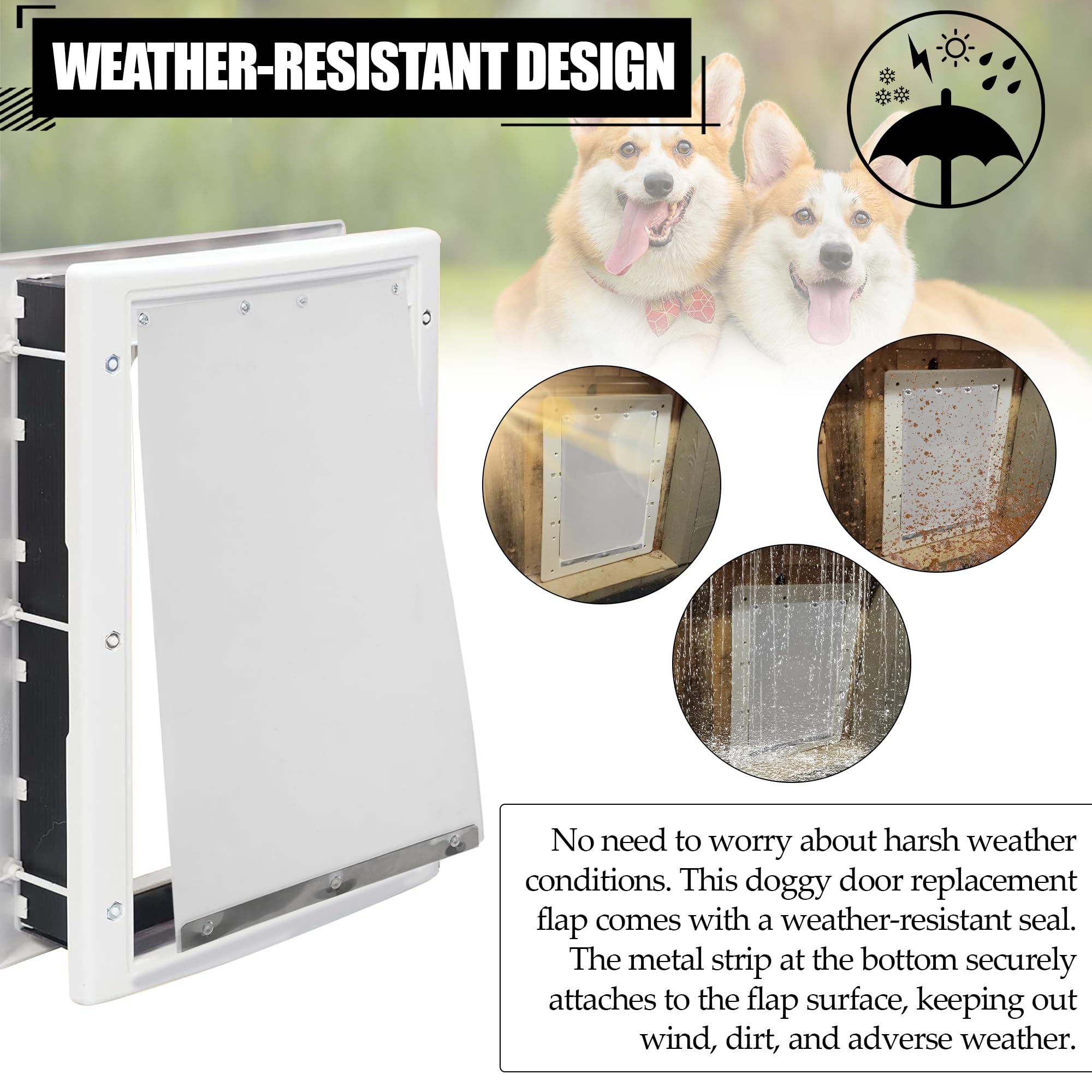 Tongass 10'' X 18'' Pet Door Flap Large Transparent Dog Door Flap Replacement Designed For Ideal Pet Products Ruff Weather Dog D