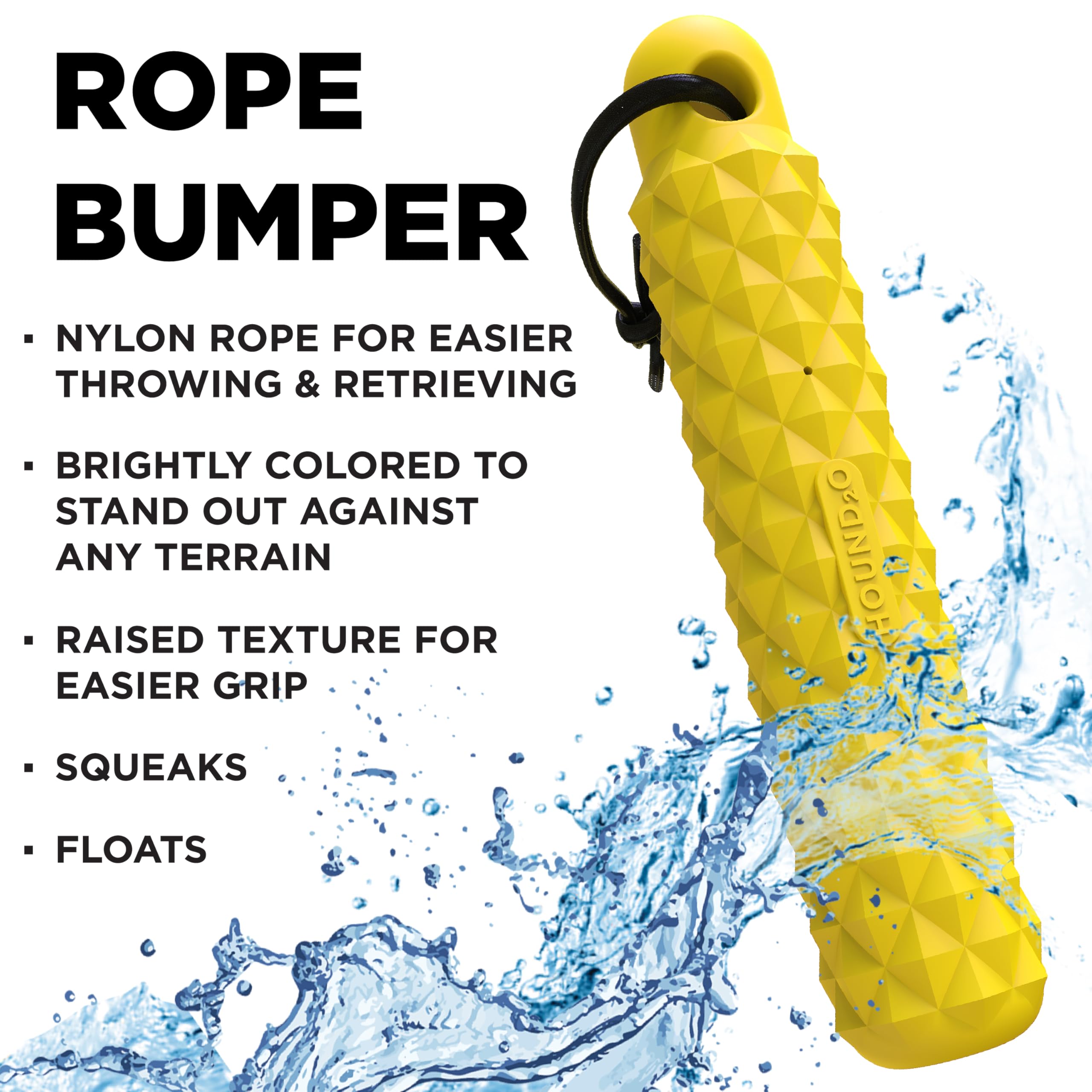 Playology Hound2O Outdoor Dog Toy For Water Adventures | Bright Yellow Floating Rope Bumper For Throwing And Retrieving | Durabl