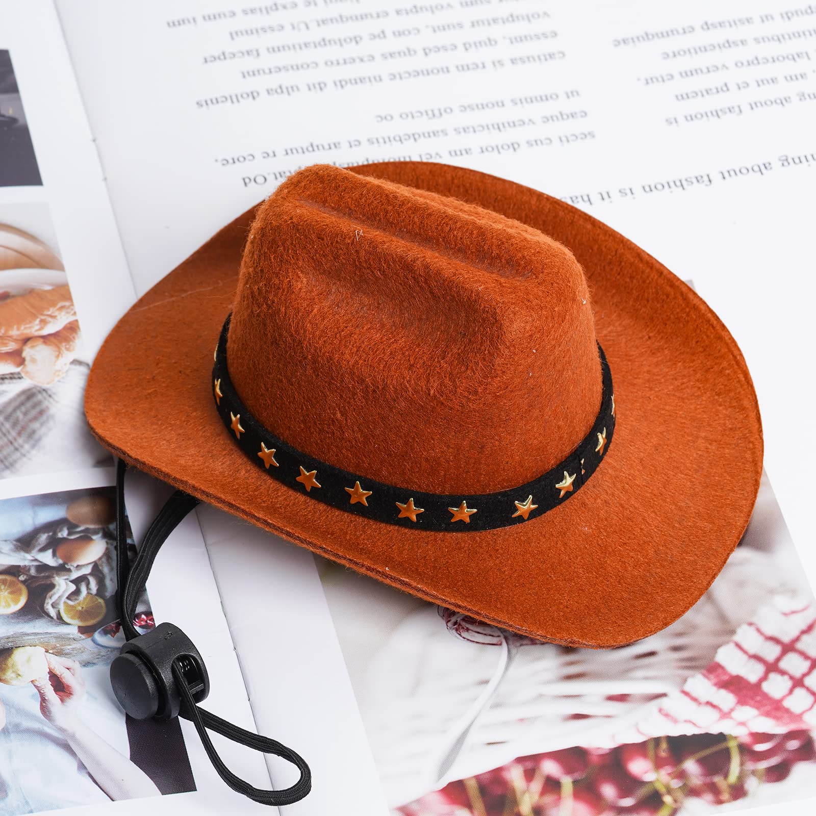 Choyaxo Pet Cowboy Costume Cosplay Cap Halloween Costumes For Dogs Cat Pet Party Decoration Mini Cowboy Hat (Brown, Medium)
