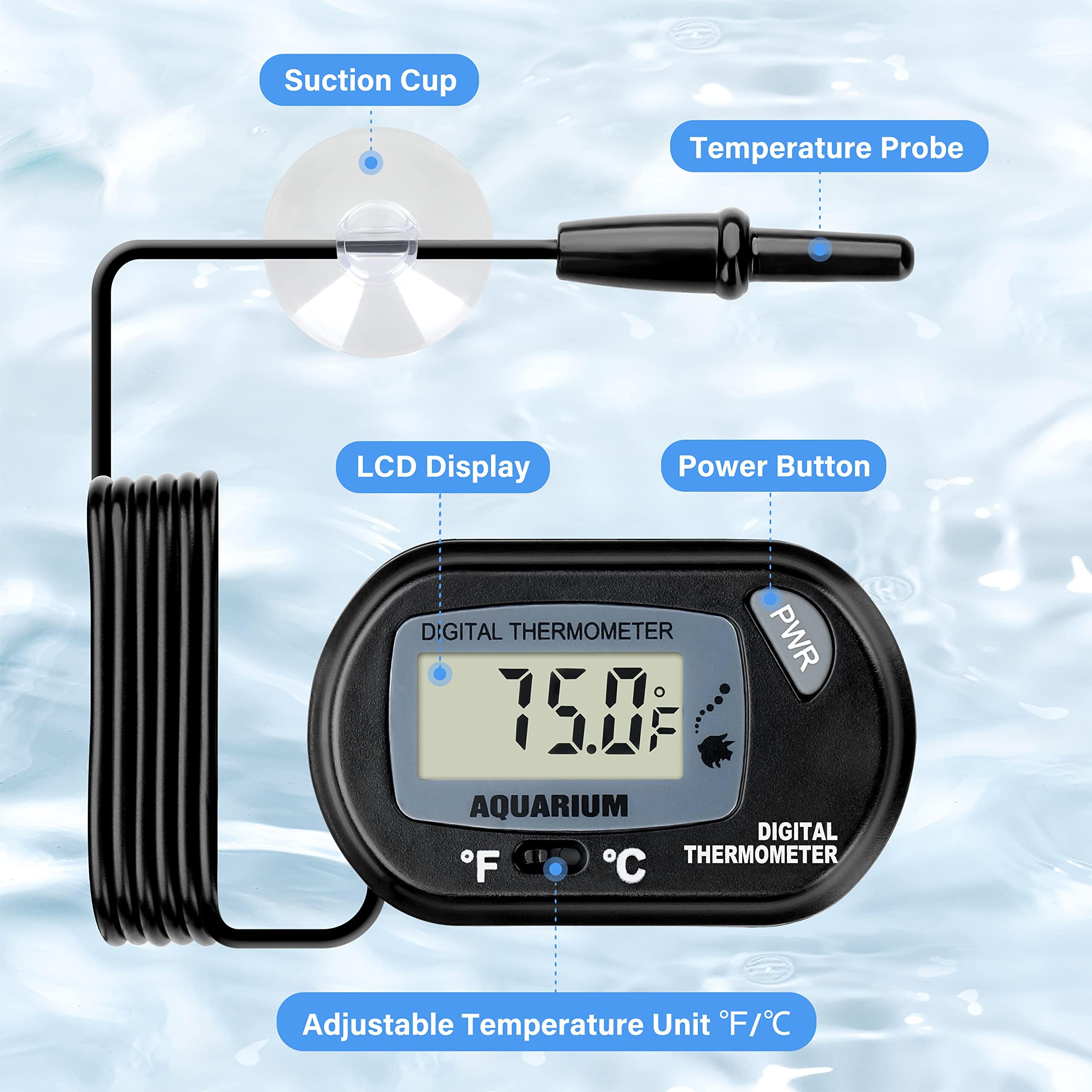 Ipower 8 By 12-Inch Reptile Heat Mat With Temperature Adjustment, Lcd Digital Aquarium Thermometer, Terrarium Heating Pad For Re