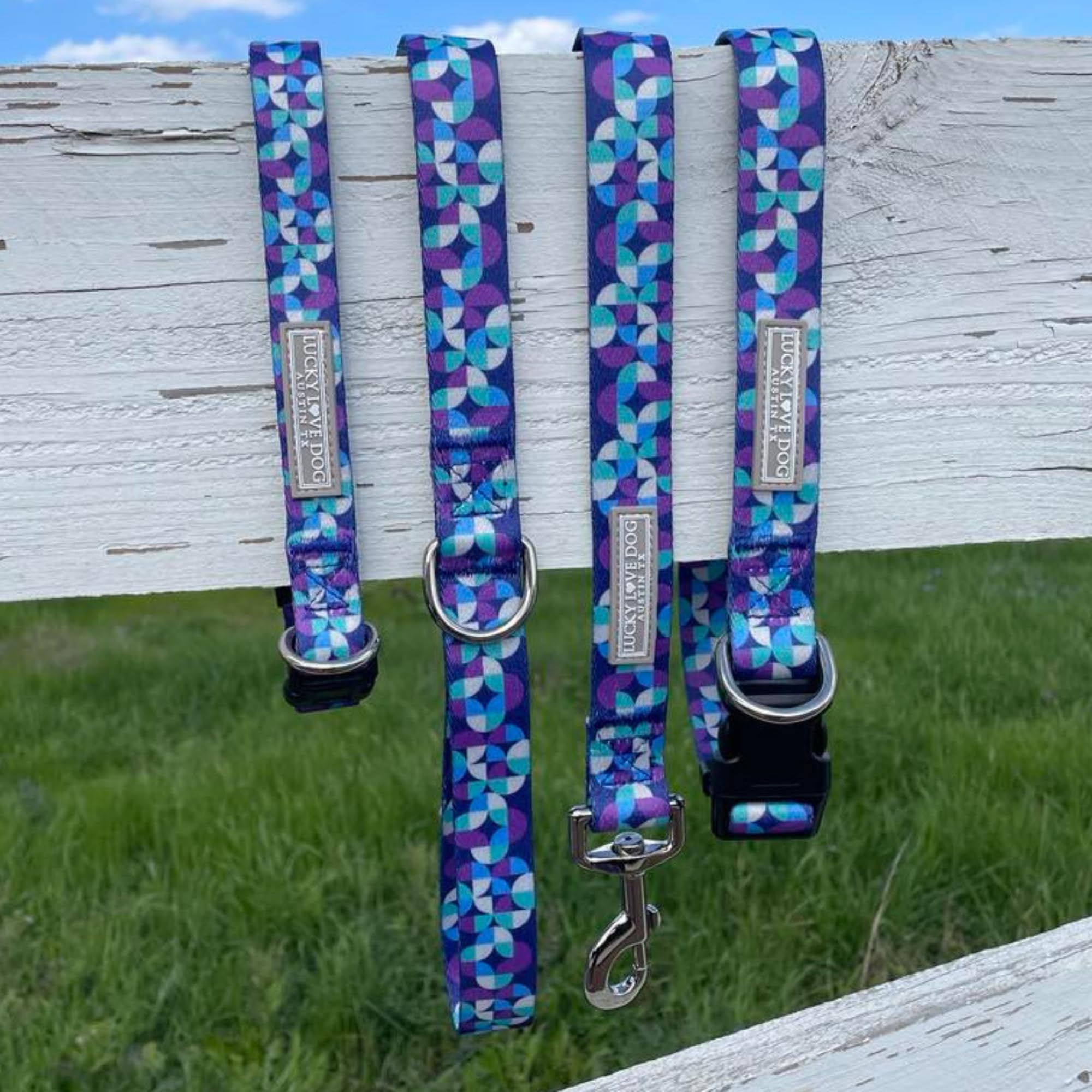 Lucky Love Dog Martingale Dog Collar - Adjustable, No-Slip, Comfortable, Durable, Soft Webbing & Stylish Patterned Collar For Ma
