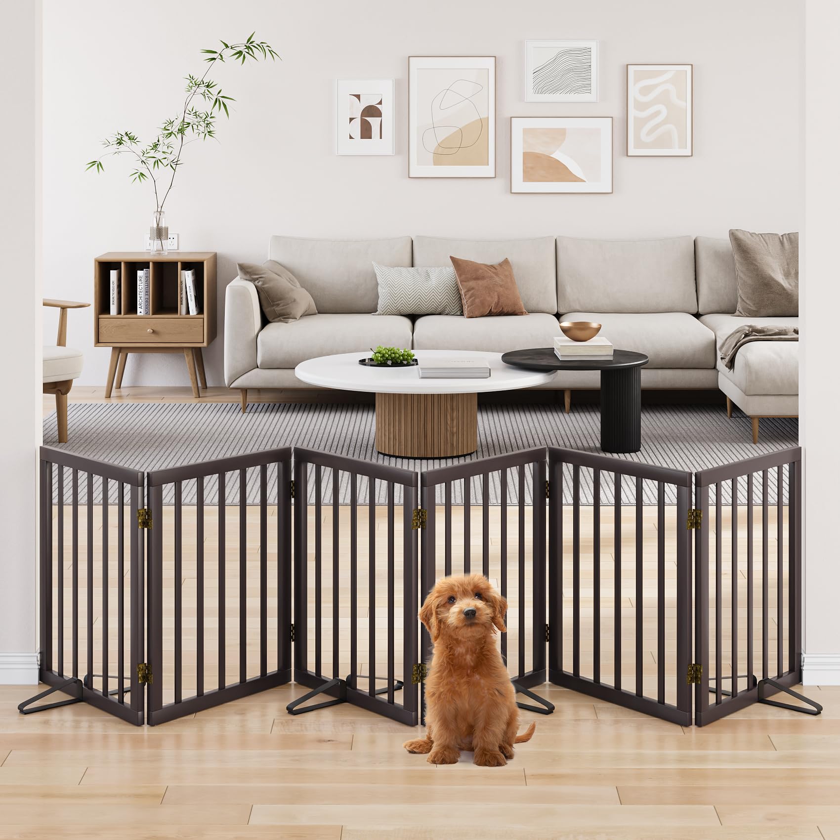 Mino Kesper Freestanding Pet Gate 55-110 Extre Wide, Foldable Dog Gate for The Doorways House, Pet Gates for Dogs, Doogie Puppy