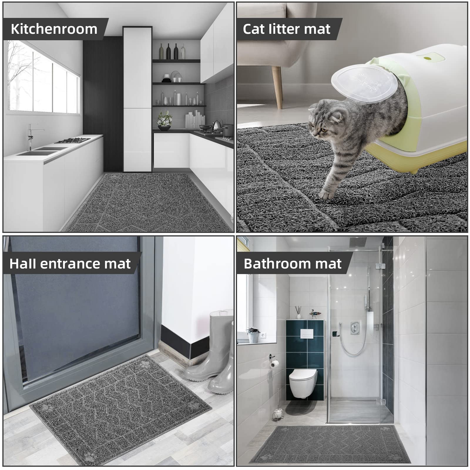 Motsamla Cat Litter Mat, Litter Trapping Mat Soft On Kitty Paws, 35' X 24' Kitten Litter Box Mat For Cleaner Floors, Waterproof, Easy Clean, Durable Large Size Cat Litter Pad For Kitten.