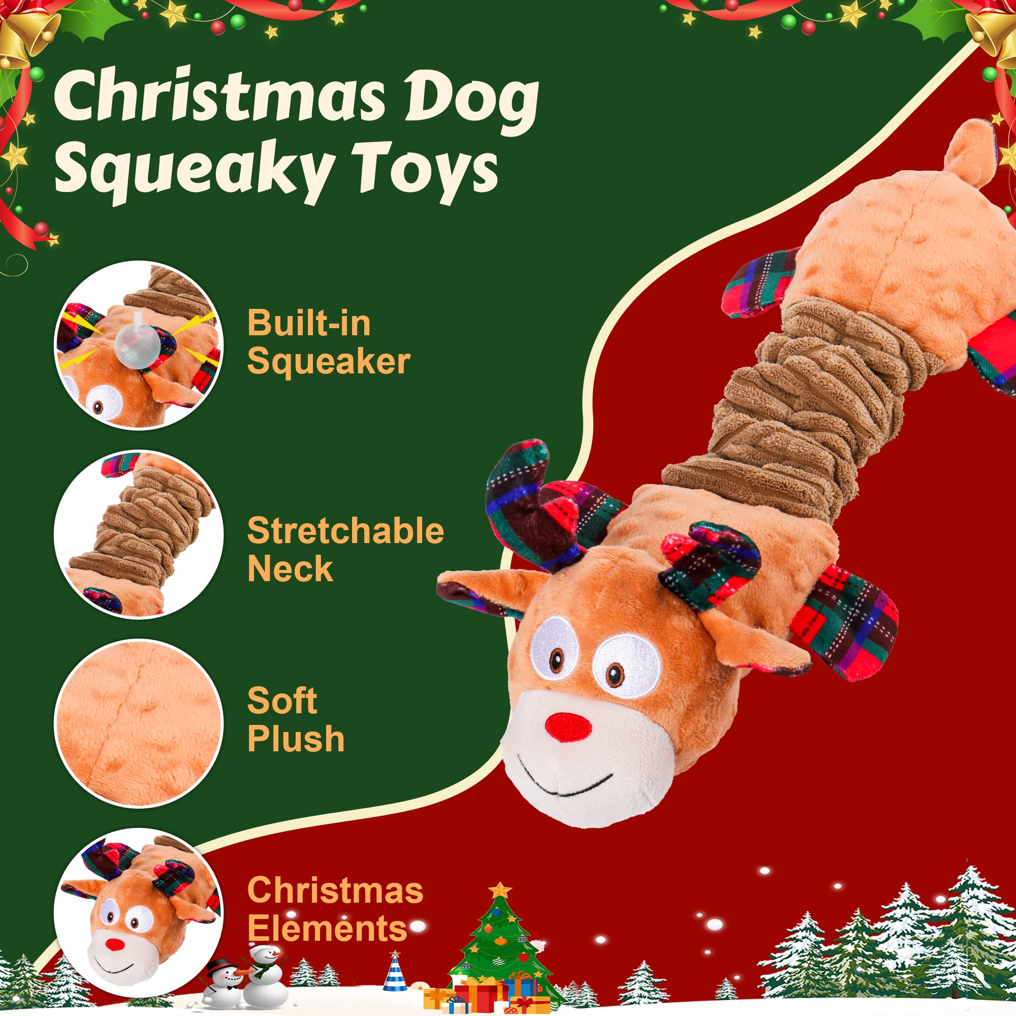 Newget Plush Stuffed Animals With Squeaker For Aggressive Chewers, Cute Squeak Toys For Large Medium Small Dogs, Interactive Che