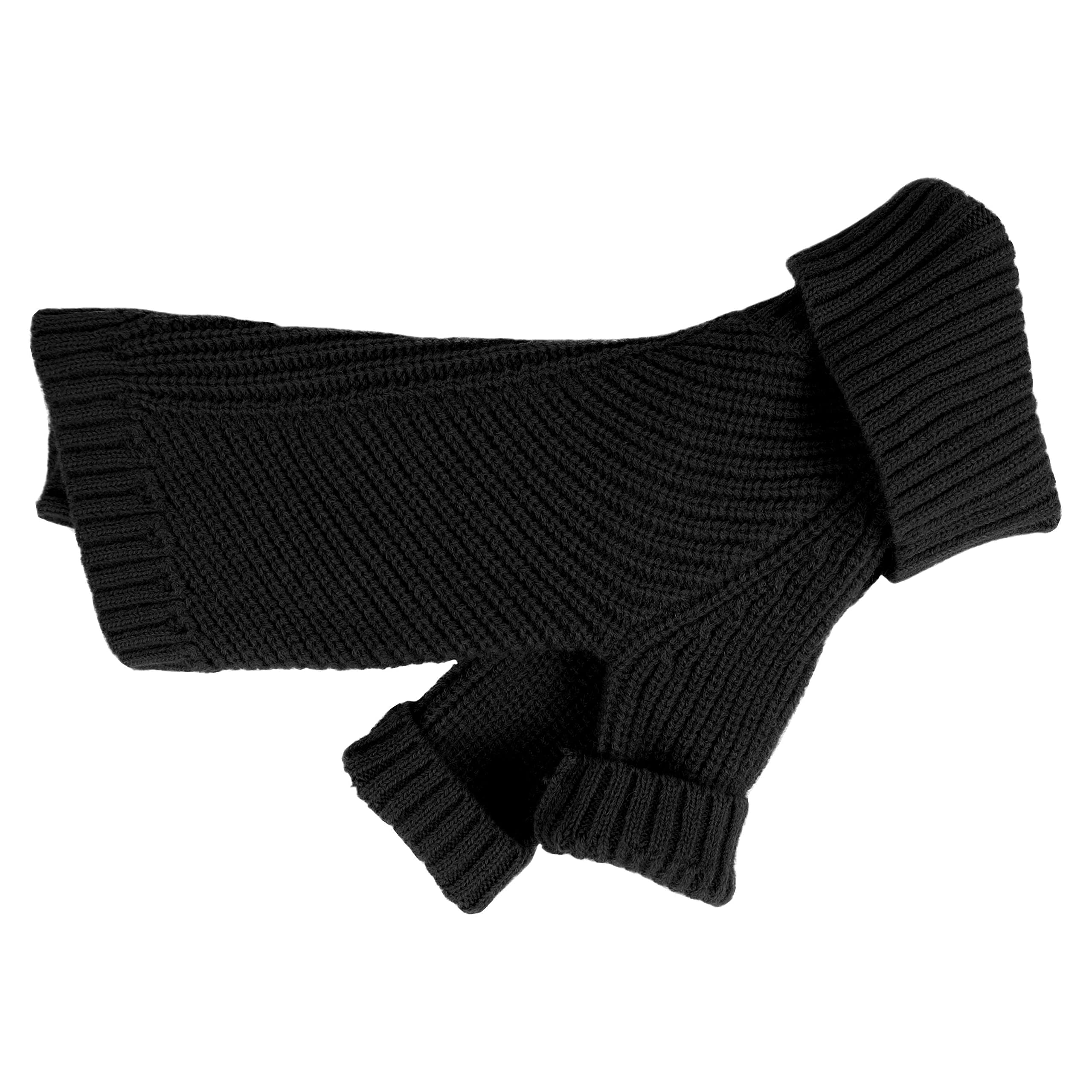 Fitwarm Dog Turtleneck Sweater, Thermal Knitted Pet Coat, Dog Winter Clothes For Small Dogs, Cat Apparel, Black, Large