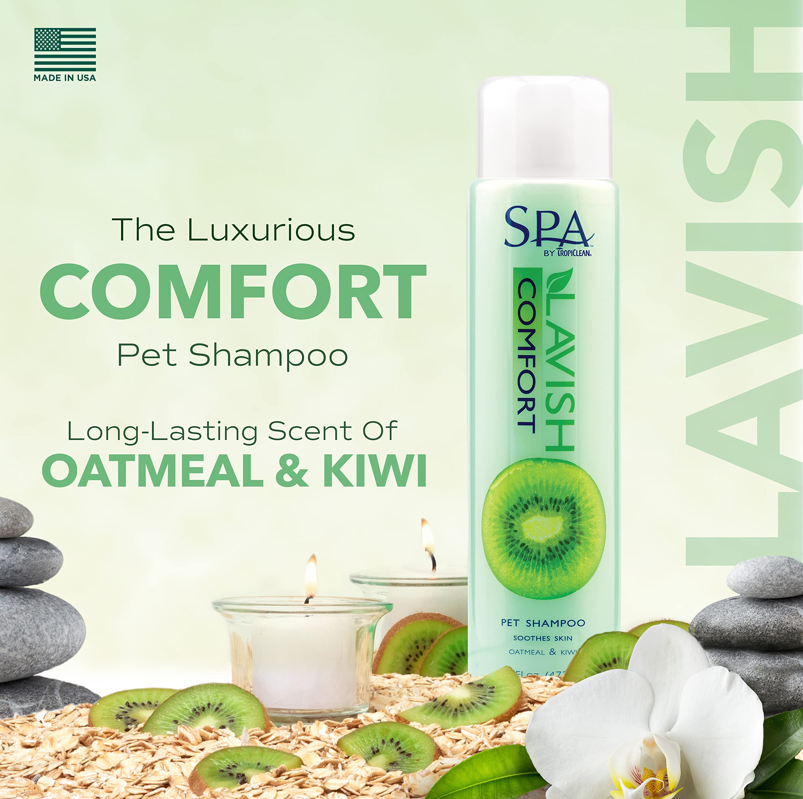 Tropiclean Spa Lavish Dog Shampoo | Calming Deodorizing Dog Shampoo | Naturally Derived Salon Grade Ingredients | Made In The Us