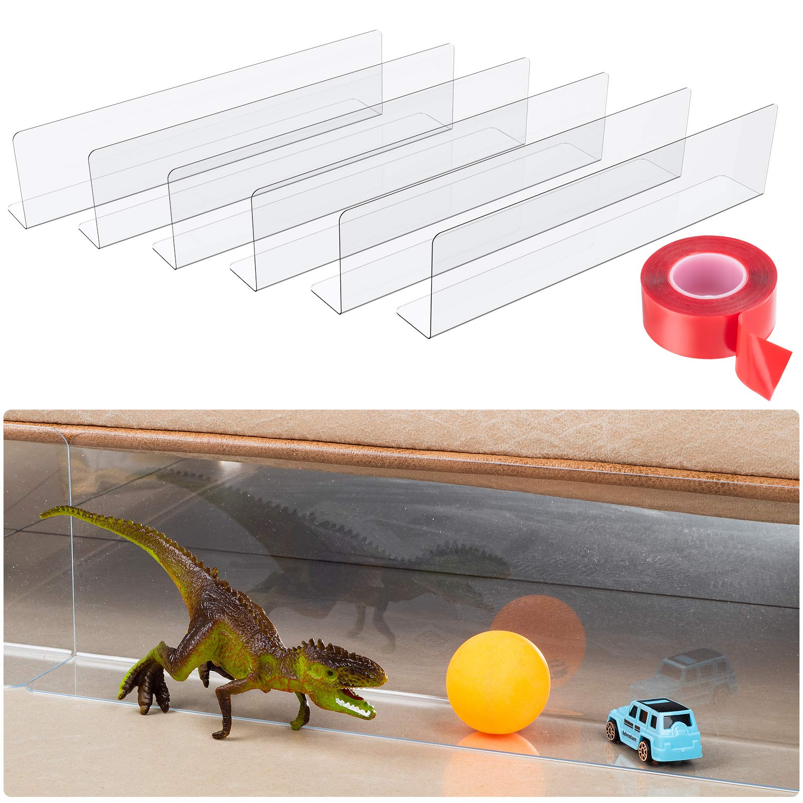 BESTLUBE Under Bed Blocker for Pets Dogs 6 Pack 3.9 Inches High Toy Blocker, Couch Blockers with Strong Adhesive, Gap Stopper Un