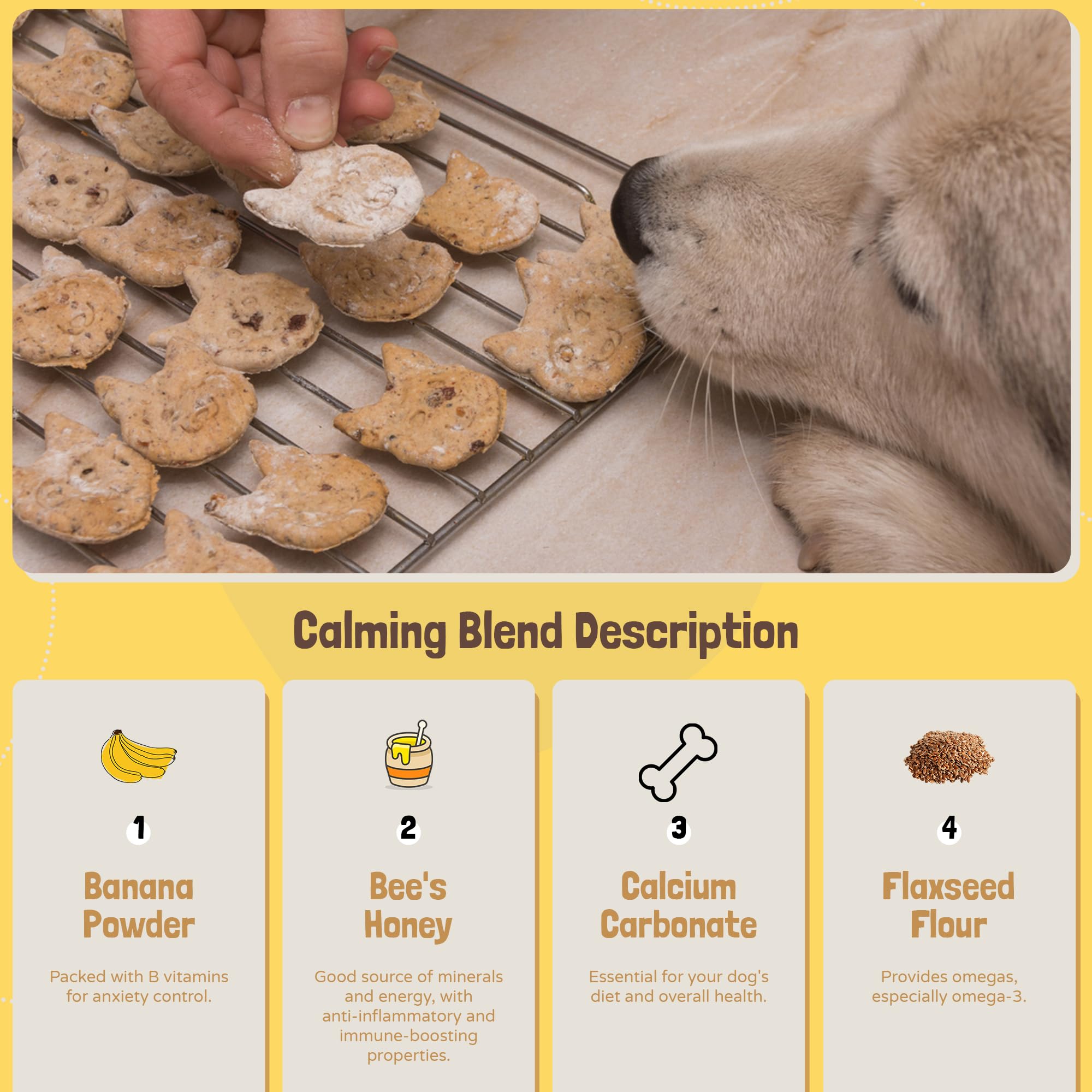 Healthy Calming Dog Treat Baking Mix (Pack of 1) - Natural Chamomile, Valerian Root & Banana Pup Biscuit Mix - Vet-Recommended H