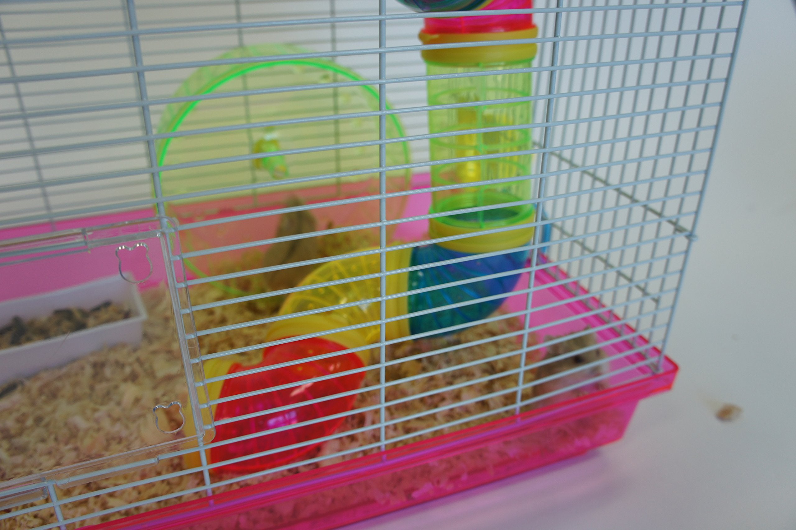 Dwarf Hamster, Mice Cage, with Color Tubes and Accessories, Pink