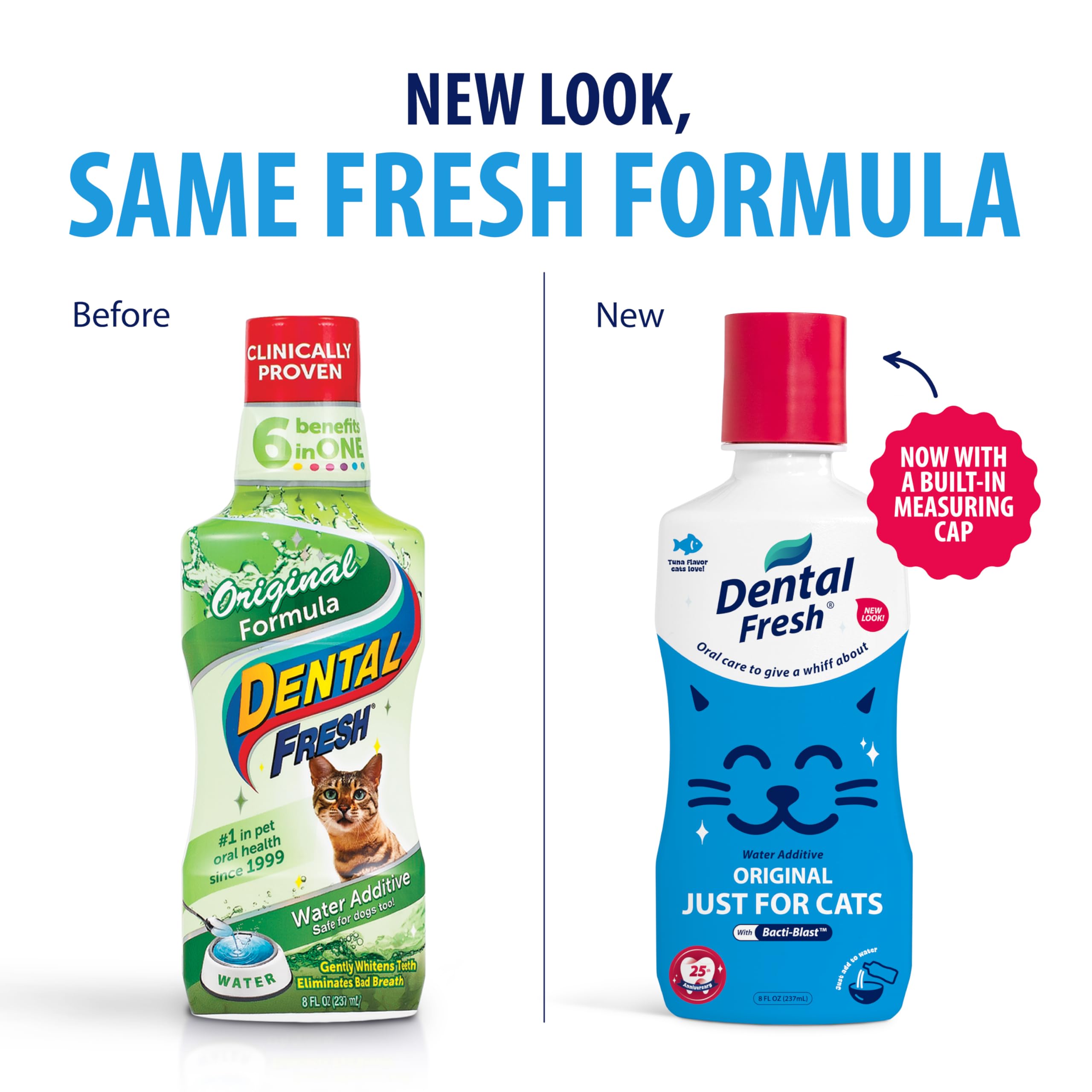 Dental Fresh Cat Water Additive, Tuna Flavor Dental Care - Easy Oral Care, Cleaner Teeth, Fresh Breath and Tartar Support for Ca