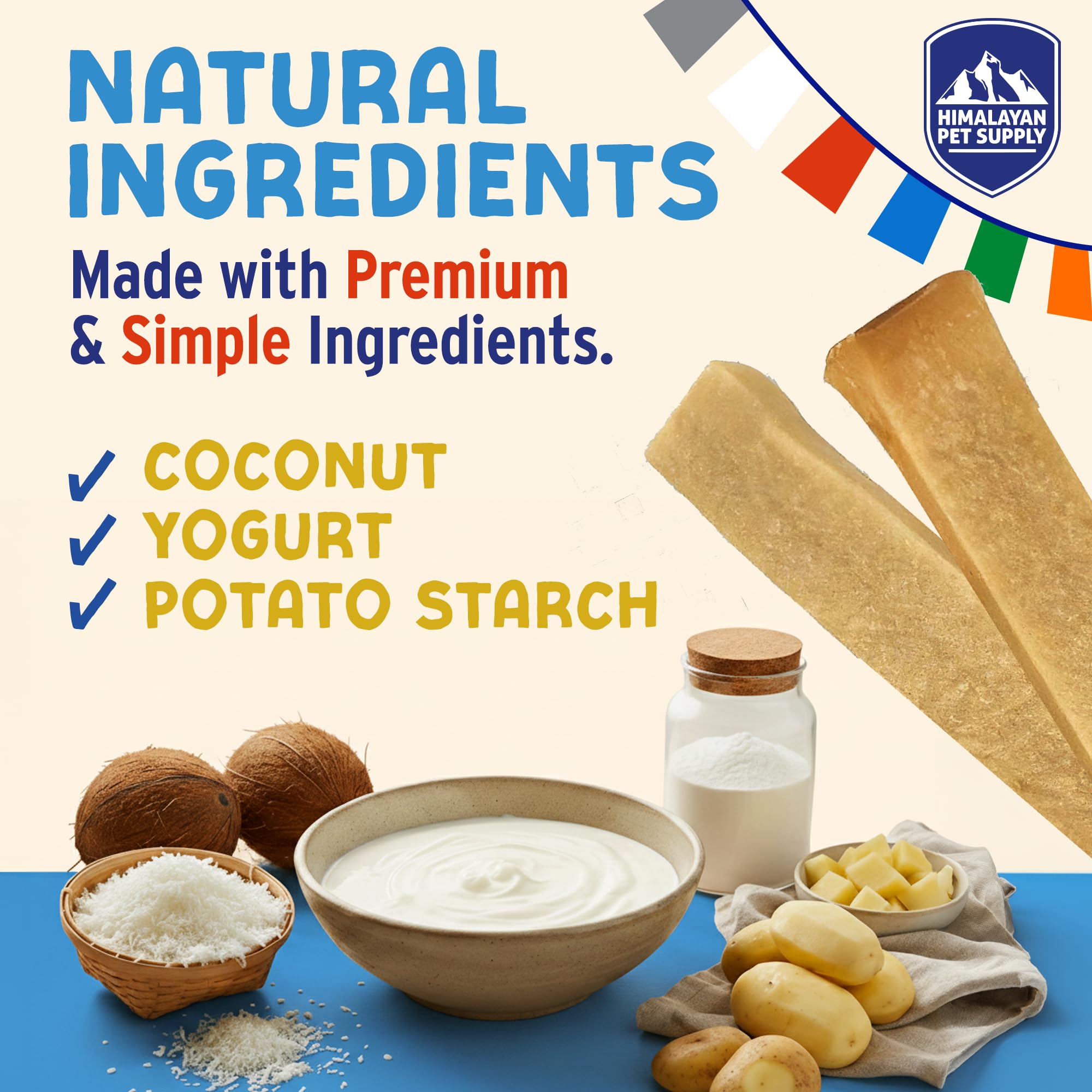 Himalayan Dog Chew Yogurt Sticks, Bacon Flavor, Dog Treats with Prebiotics, Probiotics & Protein, Digestive Support, Lactose & G