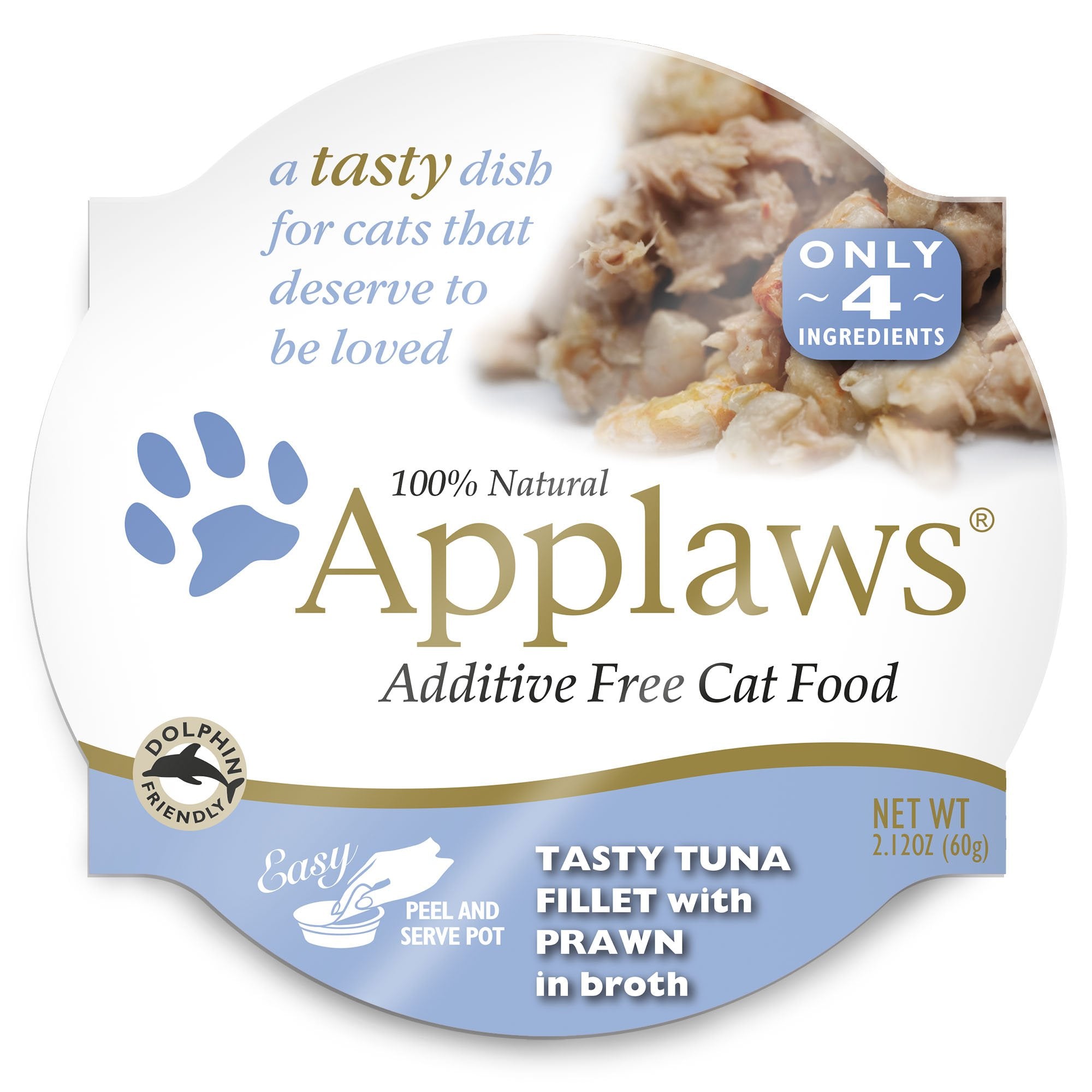 Applaws Tasty Tuna Fillet with Prawn Cat Food, 18 - 2.12 Ounce Cups