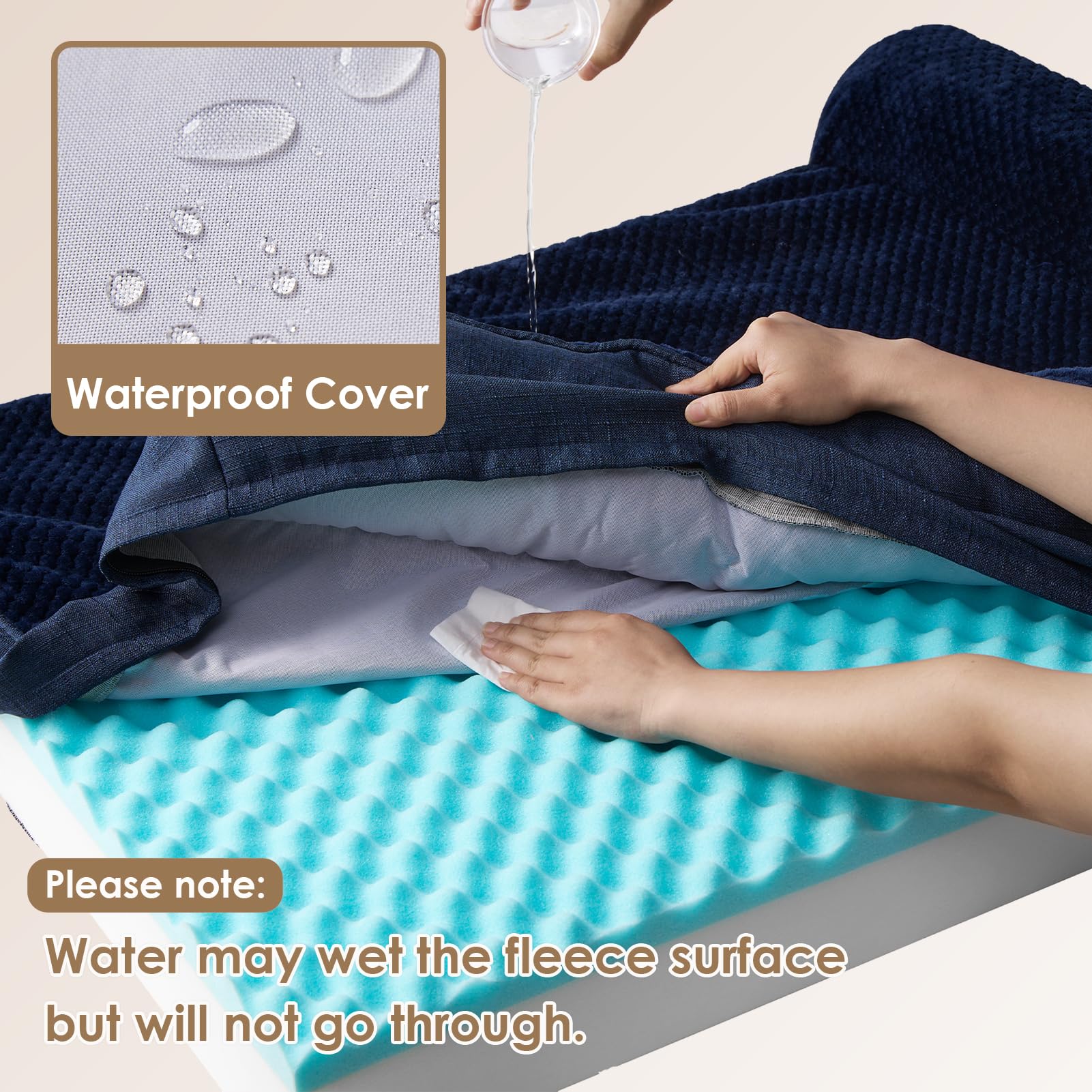 Eheyciga Memory Foam Dog Bed Large Sized Dogs, Pet Bed For Large Dog For Crate With Waterproof Liner, Pet Couch Bed Orthopedic With Washable Removable Cover, 35X23X6 Inches, Navy Blue