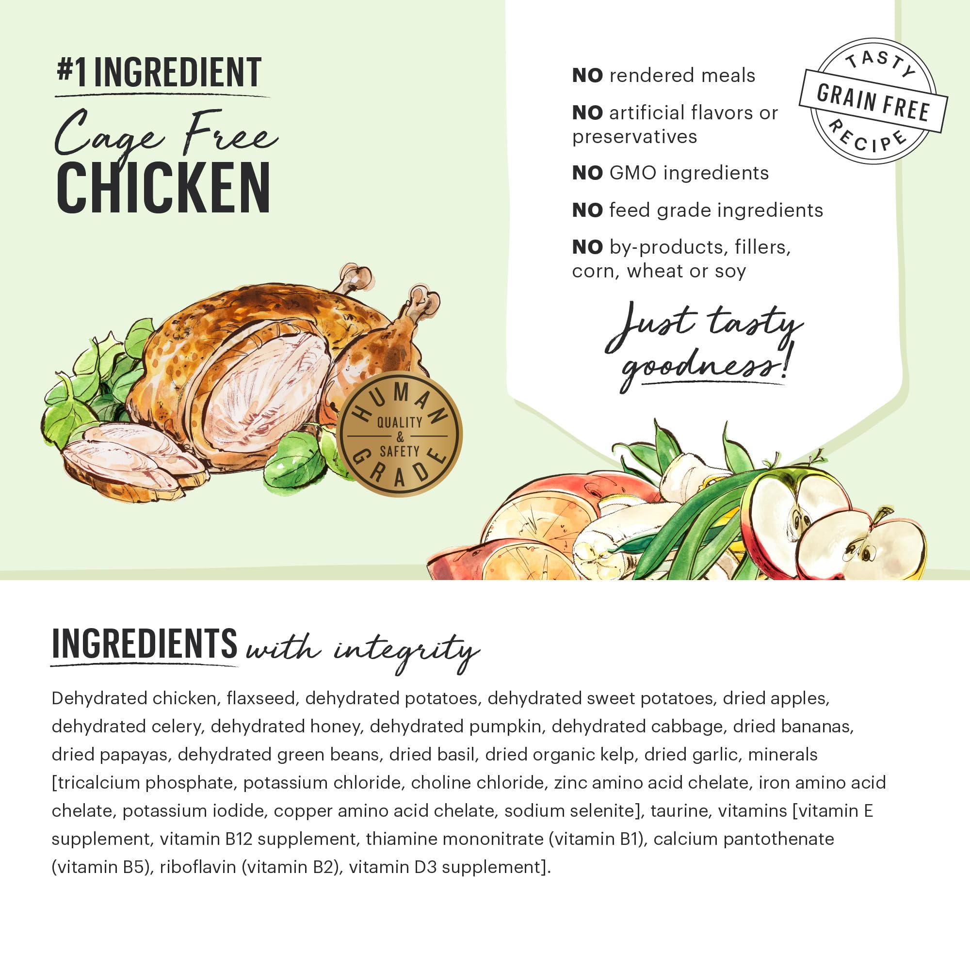 The Honest Kitchen Human Grade Dehydrated Grain Free Dog Food - Complete & Balanced Meal or Topper - Chicken 10 Pound (makes 40