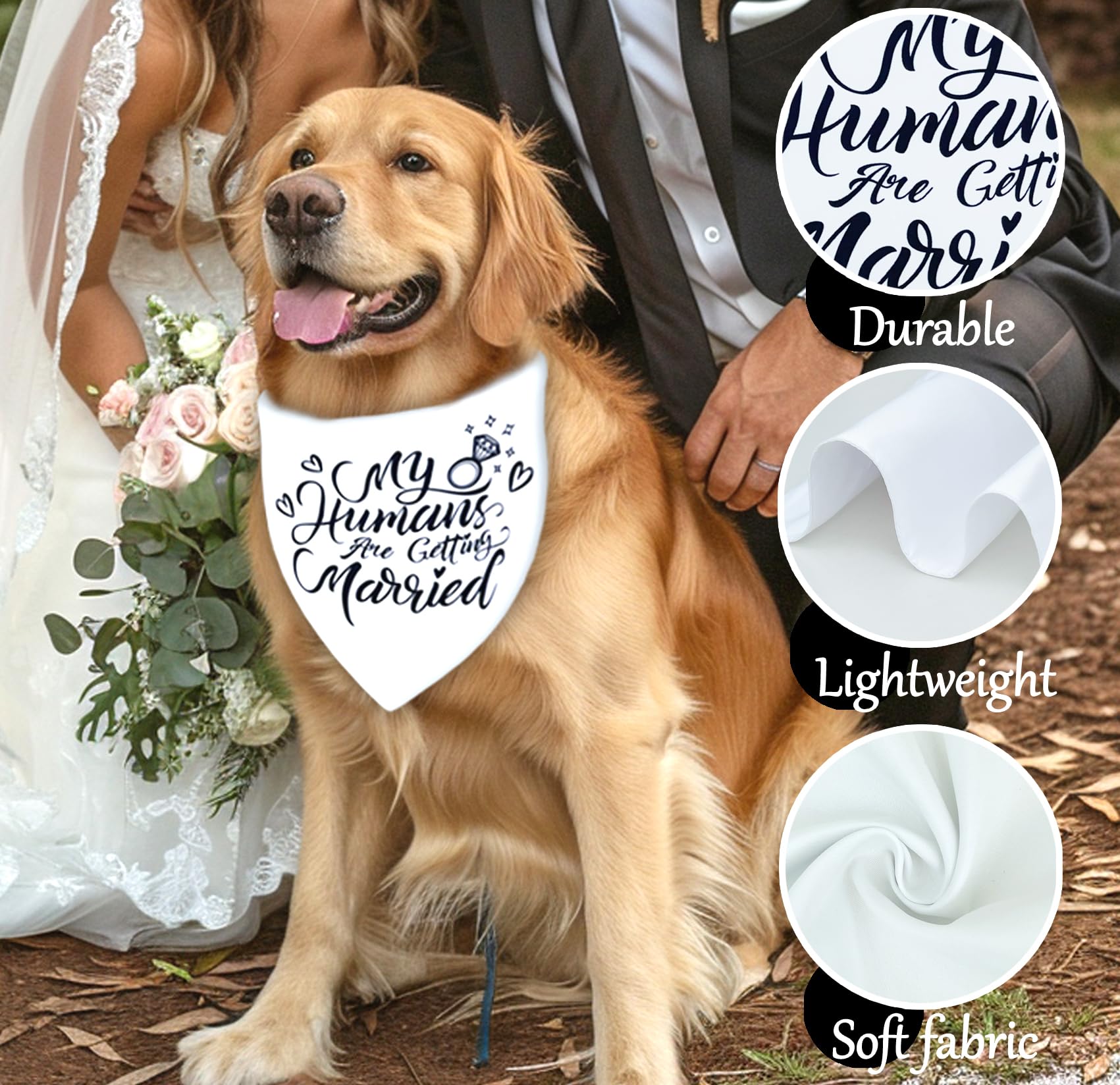 Raisingwell Engagement Gift For Couples Dog Bandana, My Humans Are Getting Married Dog Bandanas,Wedding Party Triangle Scarf For
