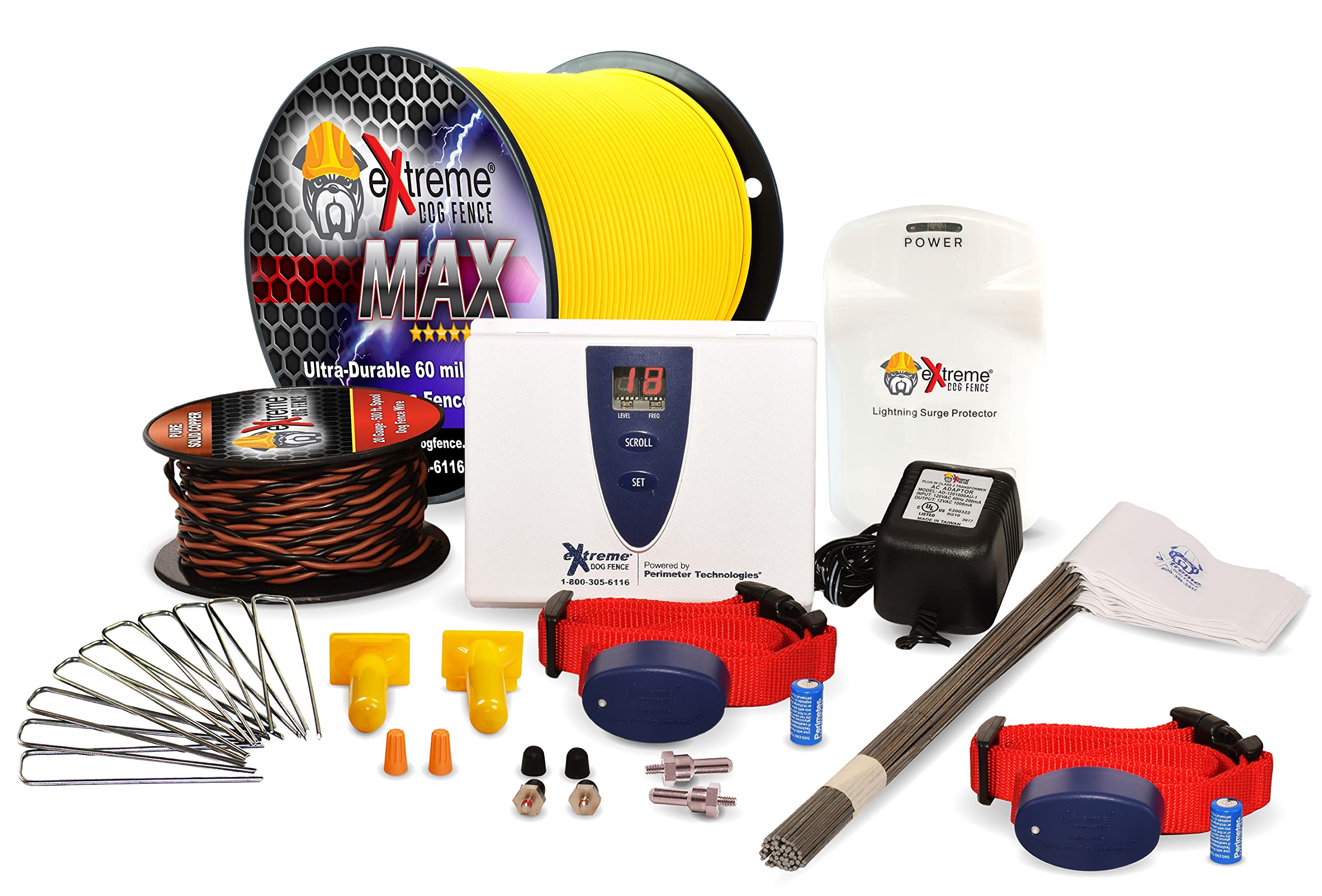 Extreme Dog Fence Max Grade Electric Dog Fence - 2 Dog Kit - 1000 Feet Of Heavy Duty -Plus Maximum Duty Wire For Ultimate Perfor
