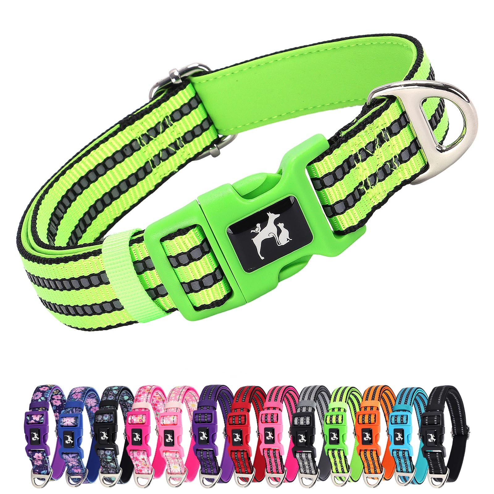 Maowuwujoz Extra Large Dog Collar, Adjustable Reflective Nylon Pet Collar With Soft Neoprene Padded For Walking, Running, Night 