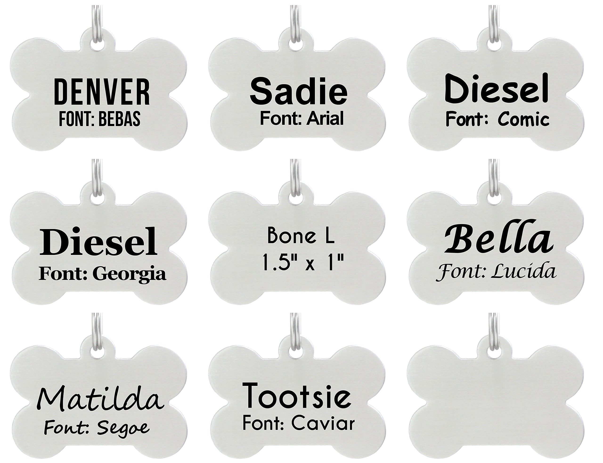 Double Sided Laser Etched Stainless Steel Pet Id Tag For Dog Engraved And Personalized Bone Shape (Bone)