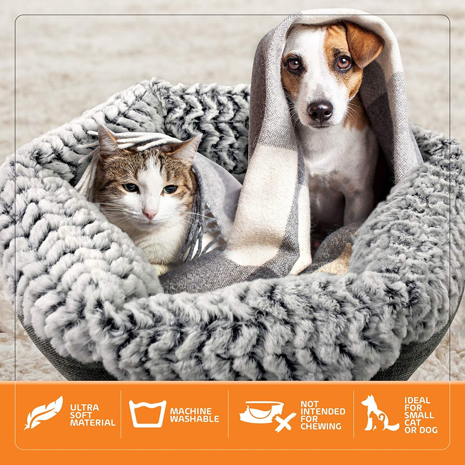 Pet Craft Supply Soho Round Cat Bed For Indoor Cats, Ultra Soft Plush, Memory Foam, Machine Washable, Calming Cat Bed