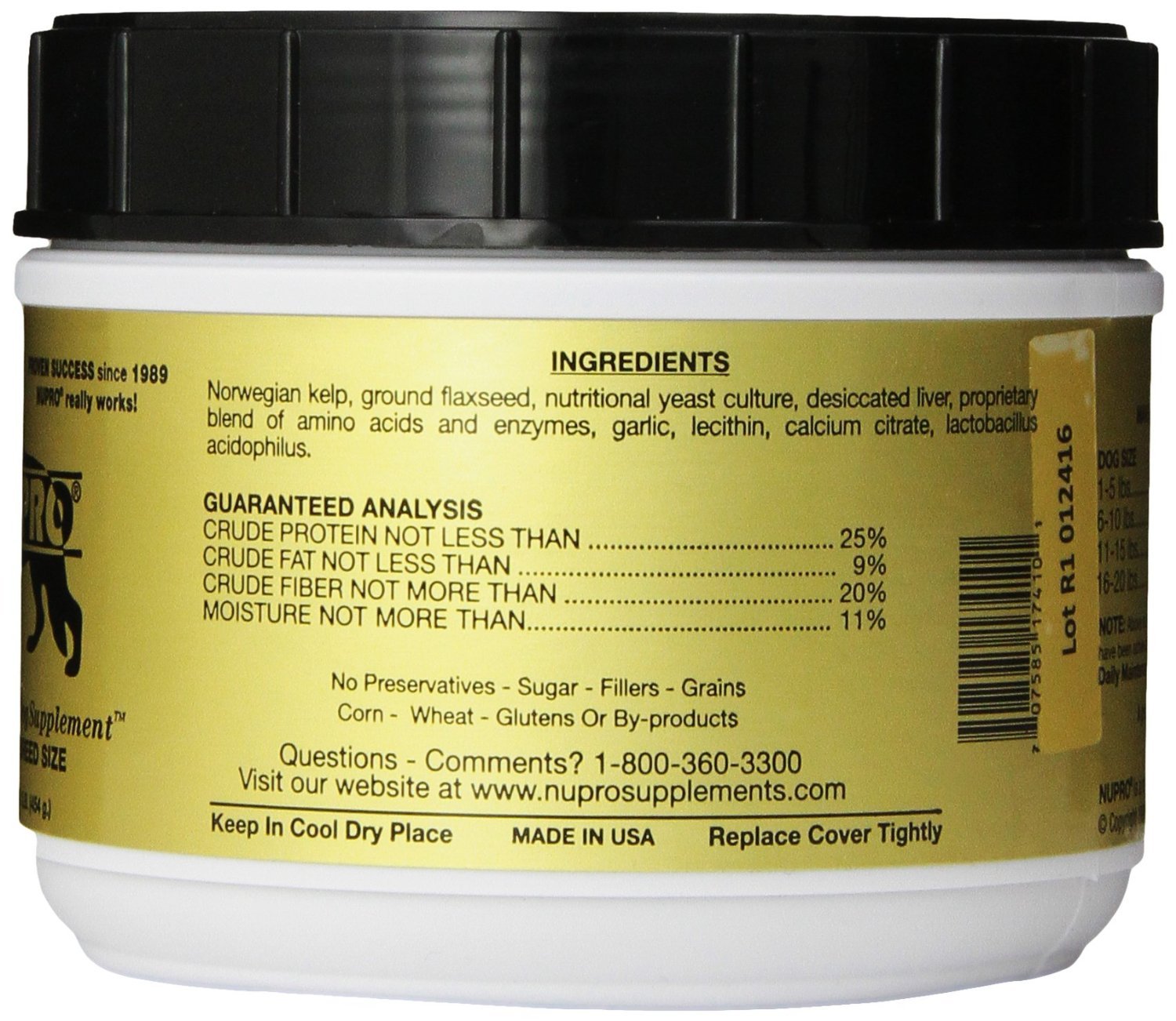 Nutri-Pet Research Nupro Dog Supplement, Small Breed, 1-Pound