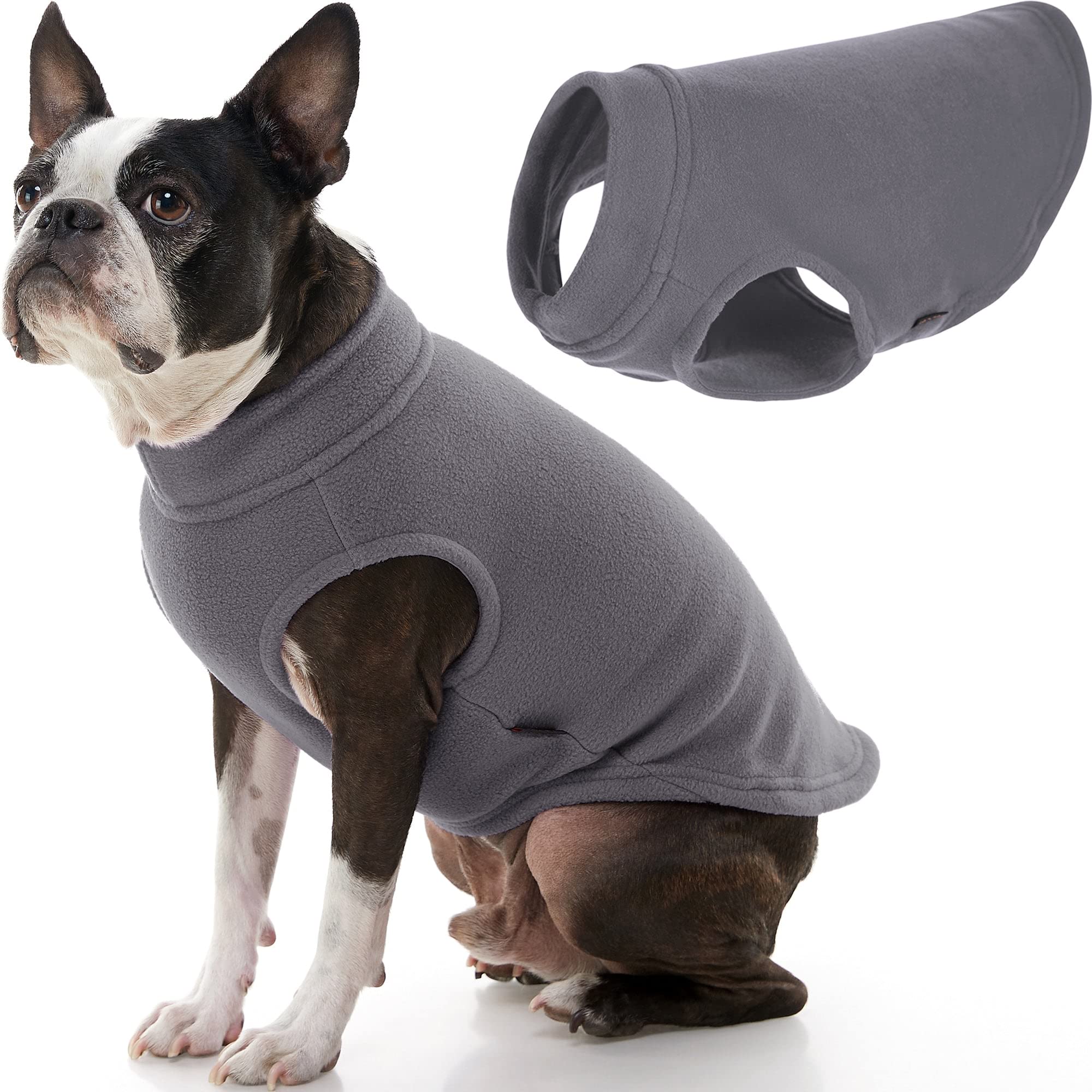 Gooby Stretch Fleece Vest Dog Sweater - Gray, Large - Warm Pullover Fleece Dog Jacket - Winter Dog Clothes For Small Dogs Boy Or Girl - Dog Sweaters For Small Dogs To Dog Sweaters For Large Dogs